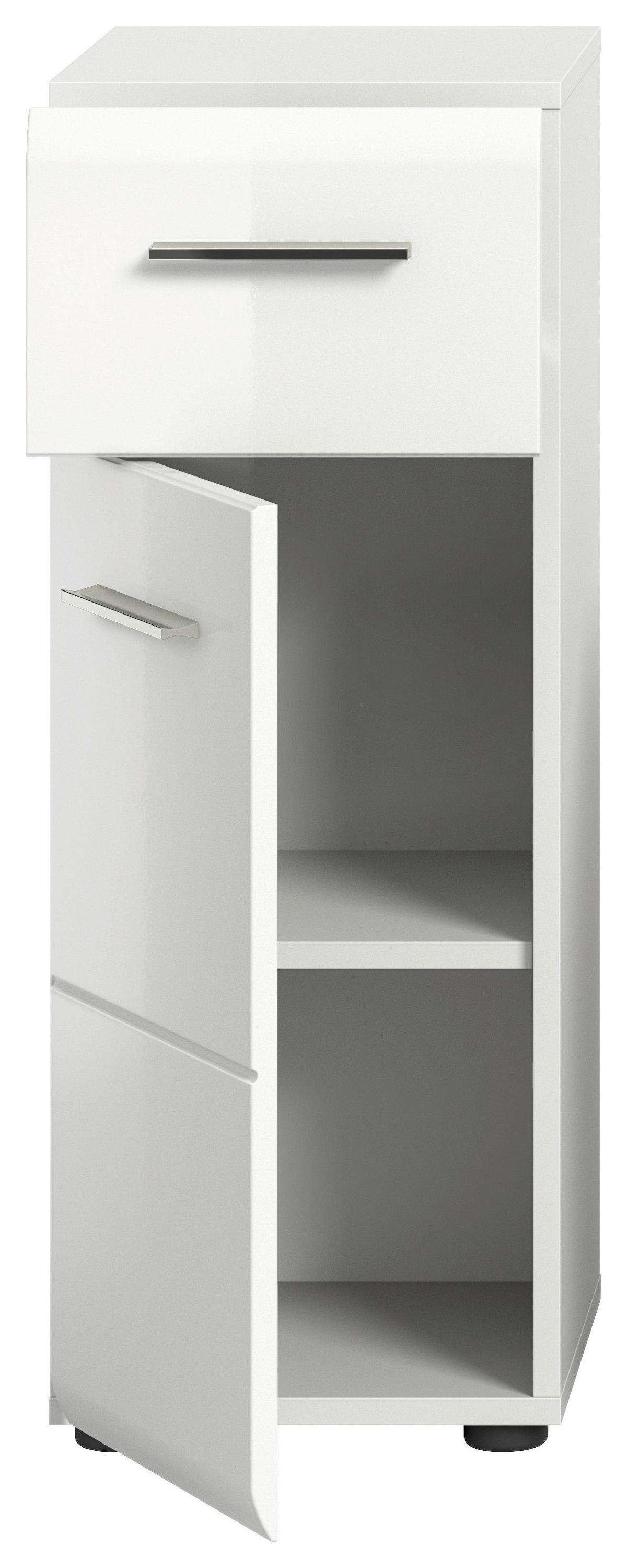 Unterschrank Ice B: 30 cm Weiß Hochglanz - Weiß Hochglanz/Schwarz, MODERN, Holzwerkstoff (30/80/30cm) - MID.YOU