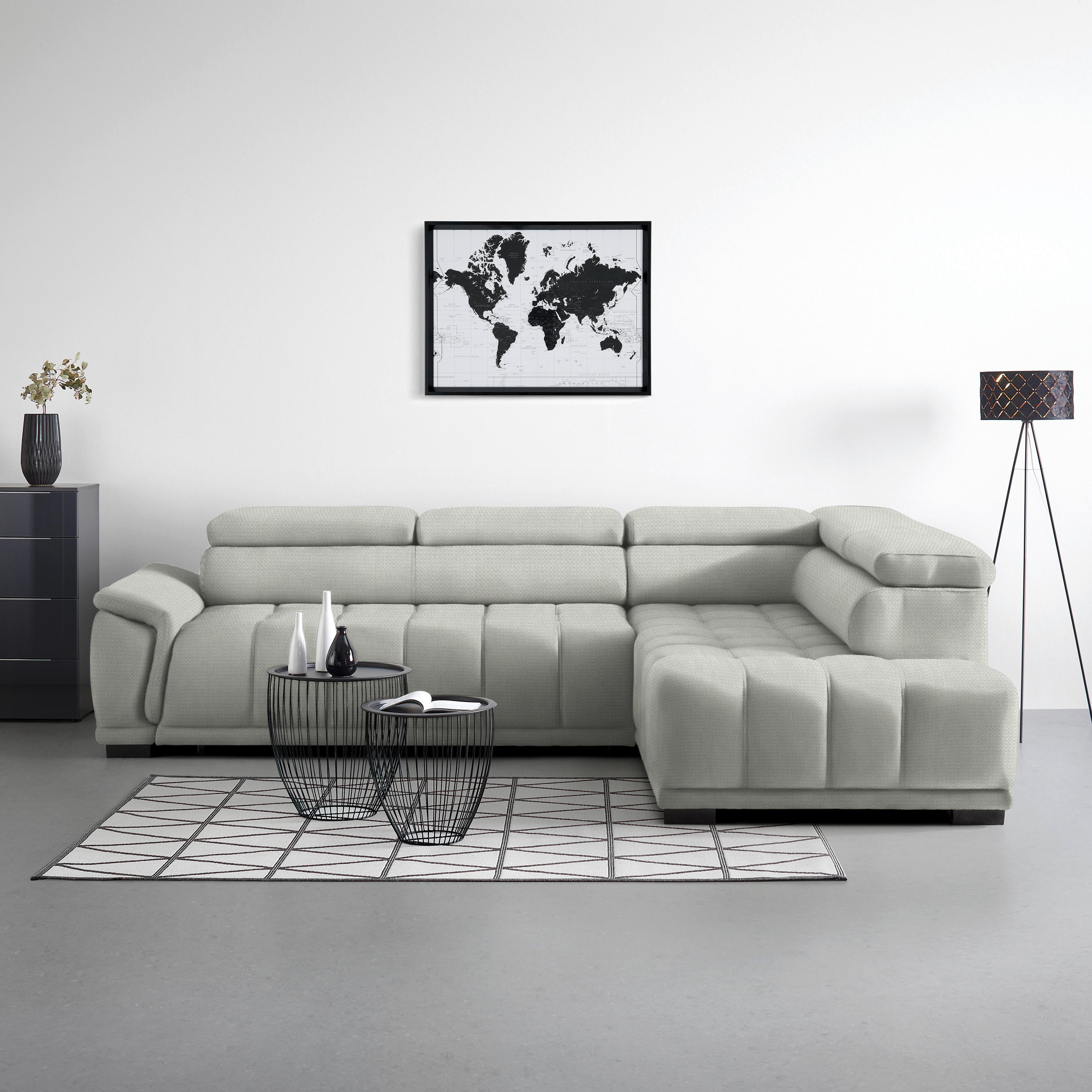 Rohová sedačka GRINALDI, pravá, piesková - čierna/piesková, Modern, textil/plast (283/206cm) - Premium Living
