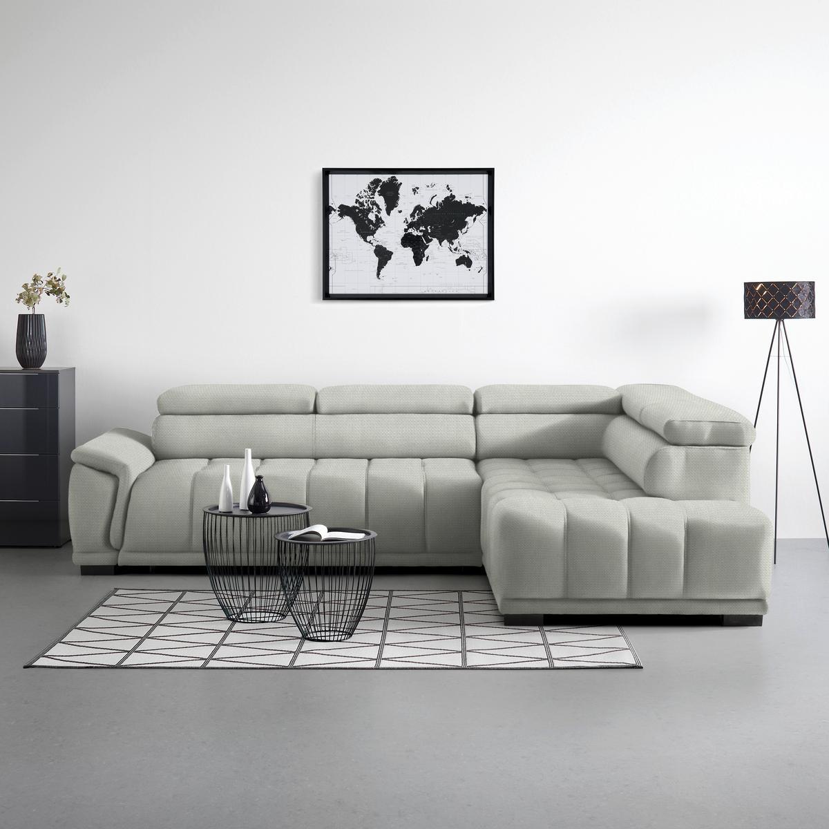 Rohová sedačka GRINALDI, pravá, piesková - čierna/piesková, Modern, textil/plast (283/206cm) - Premium Living