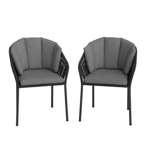 Sada záhradných křesel LEO - tmavě šedá/antracitová, Moderní, kov (59/78/61cm) - Bessagi Garden