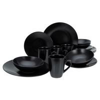 Kombinovaný servis pre 4 osoby, 16 dielny - čierna, Trend, keramika - Creatable