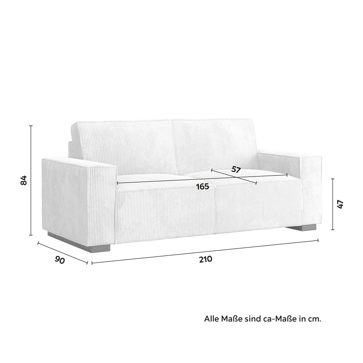 Třímístná pohovka LIAM, bílá - bílá/černá, Moderní, dřevo/textil (210/84/90cm) - Bessagi Home