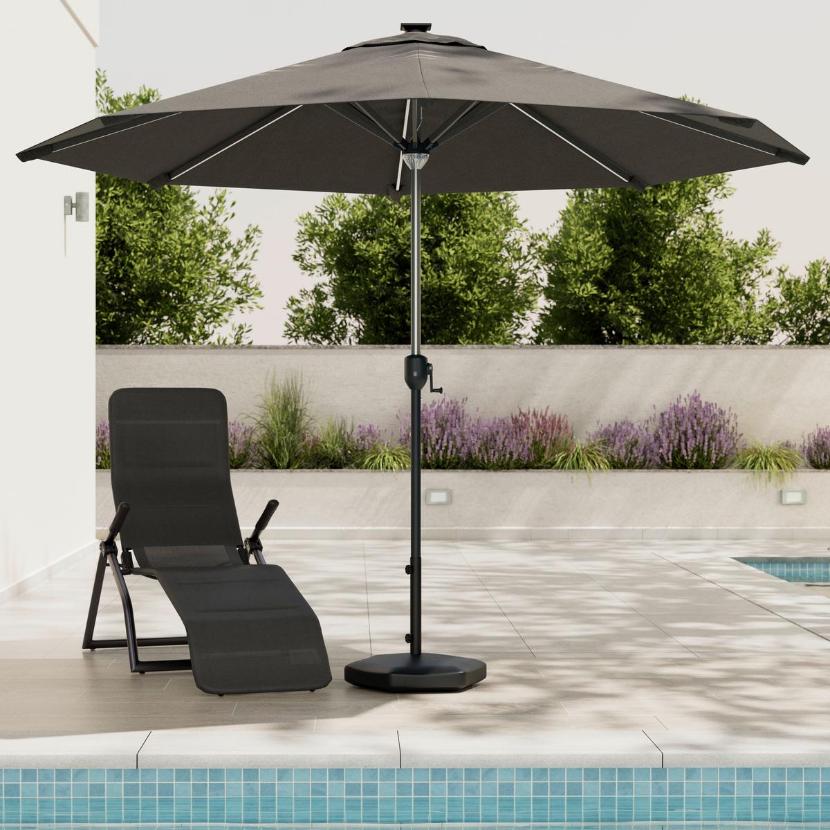 SLUNEČNÍK GABI - šedá/tmavě šedá, Moderní, kov/textil (300/238/300cm) - Mömax