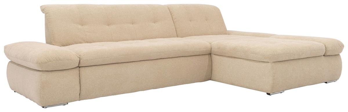 Ecksofa Mit Armteilverstellung Moric Beige Mikrofaser - Chromfarben/Beige, KONVENTIONELL, Textil (300/172cm) - MID.YOU