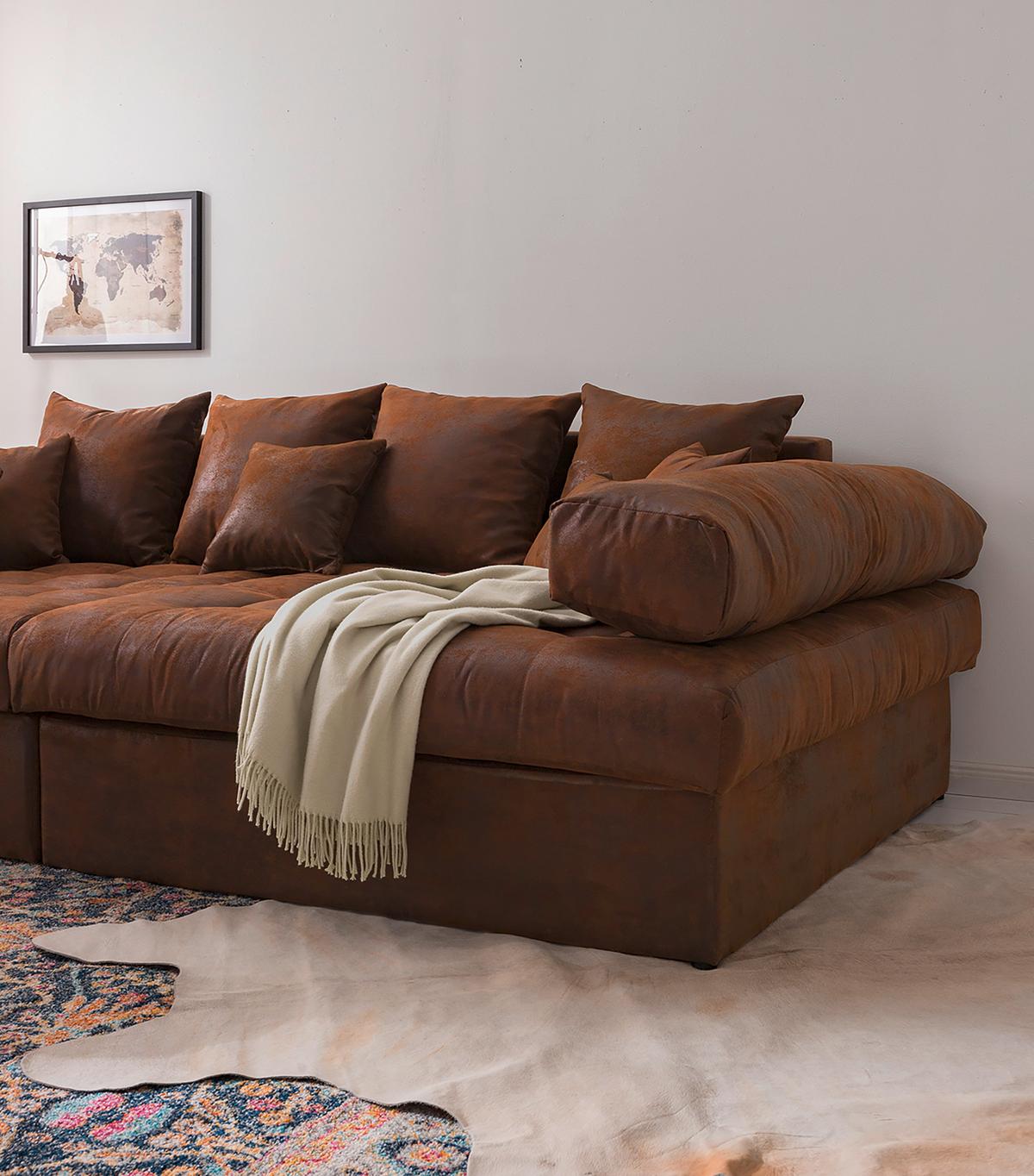 Bigsofa Naomi Braun B: 284 Cm - Schwarz/Braun, Design, Textil (284/94/148cm) - Livetastic