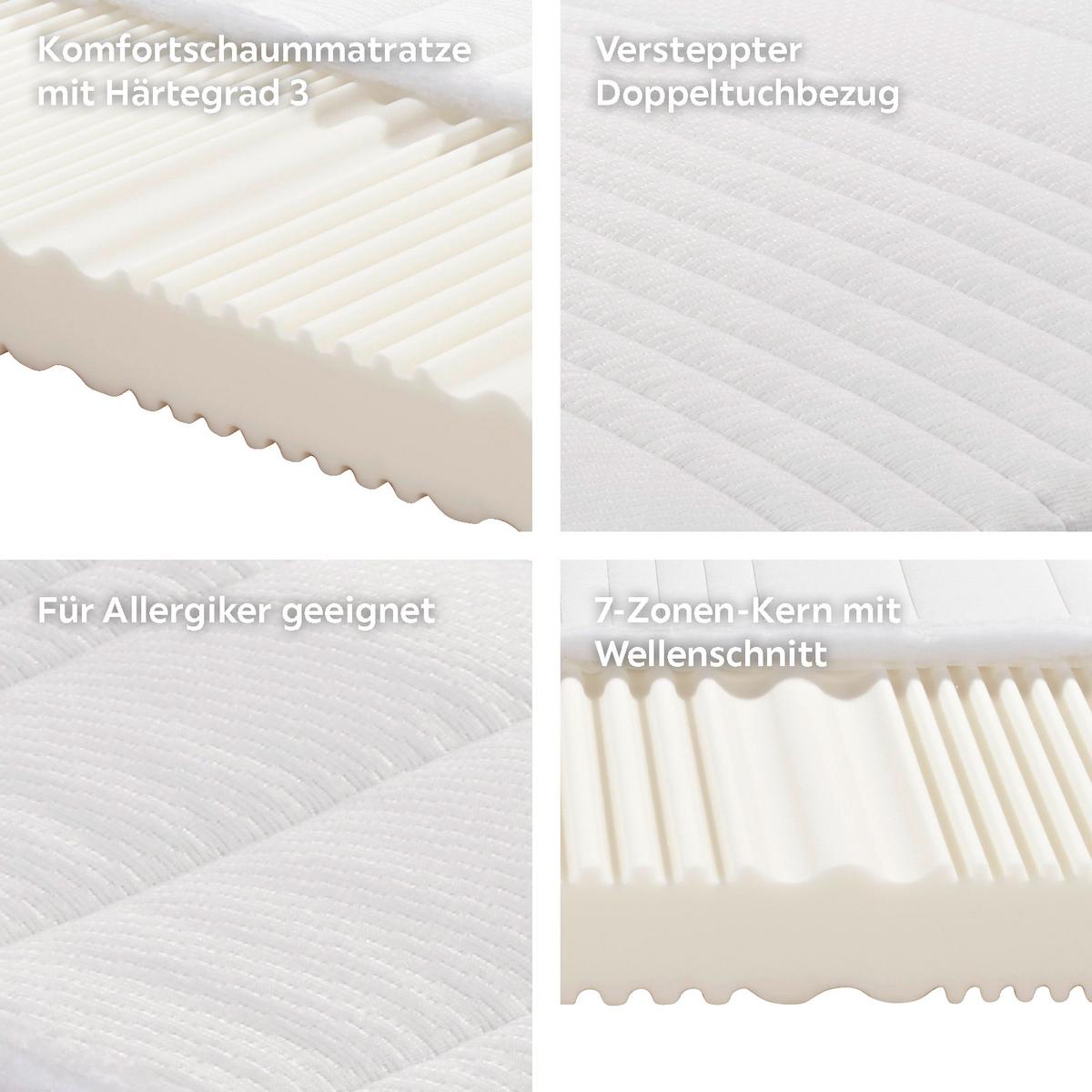 Komfortschaummatratze Flex 90x200cm Fest - Weiß, MODERN, Textil (90/200cm) - Livetastic