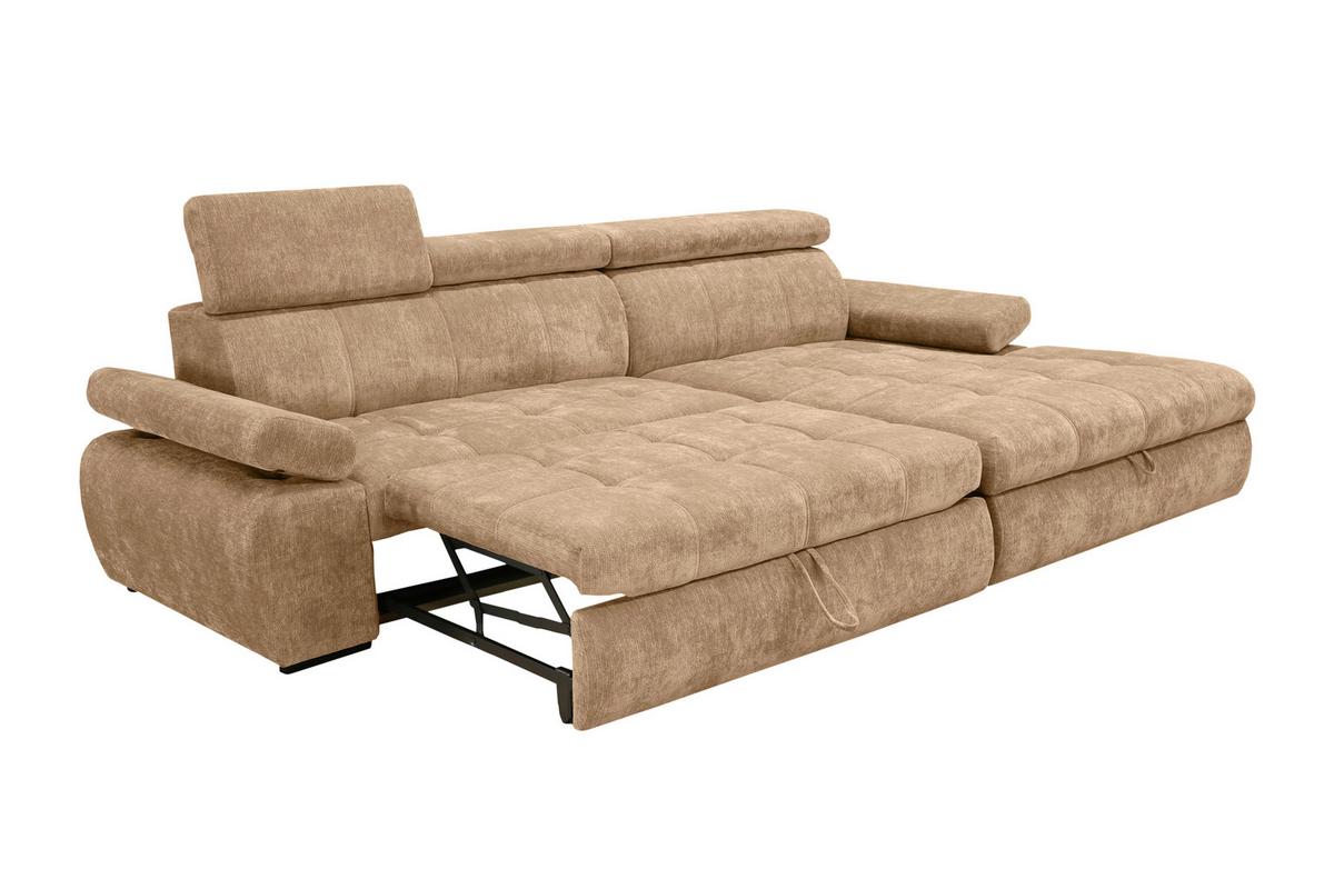 Rohová sedačka VEGAS, pravá, béžovohnedá ženilka - béžovohnedá/čierna, Design, drevo/textil (294/173cm)