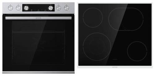 Einbauherd-Set B: 59,5 cm Elektro-Glaskeramik - Edelstahlfarben/Schwarz, Basics, Glas/Metall (59,5/59,5/56,4cm) - Gorenje