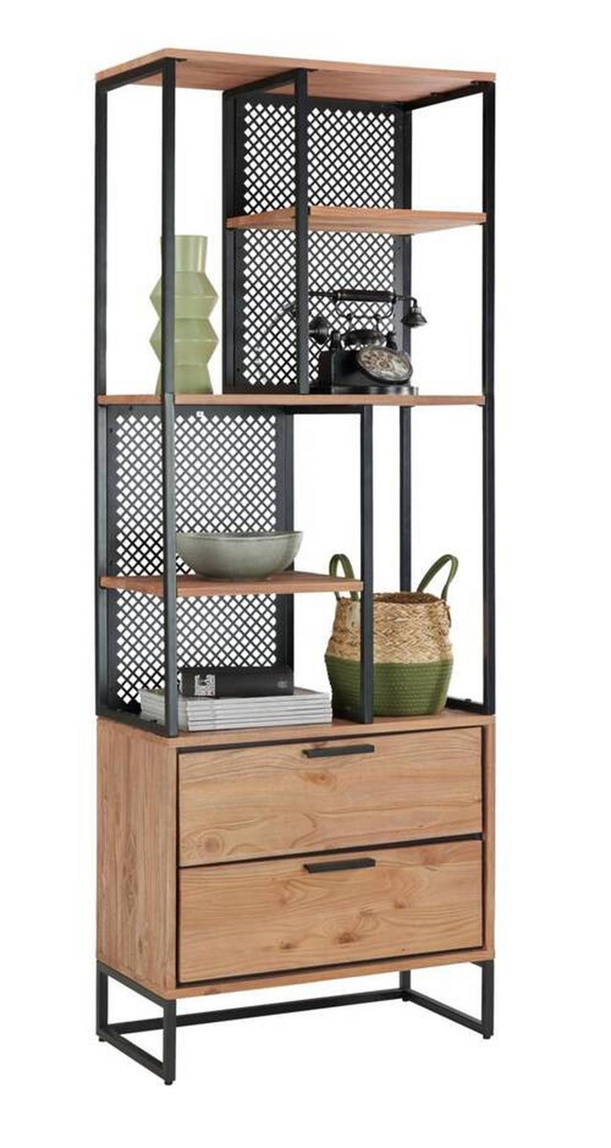 STOJACÍ REGÁL RUSTY - přírodní barvy/antracitová, Moderní, kov/dřevo (70/188/35cm) - Zandiara