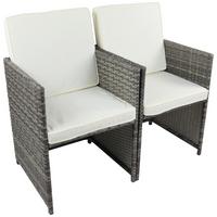 Gartensessel-Set 2-Tlg. Raloso Metall/Kunststoff/Textil - Weiß/Grau, MODERN, Kunststoff/Textil (53cm) - Ambia Garden