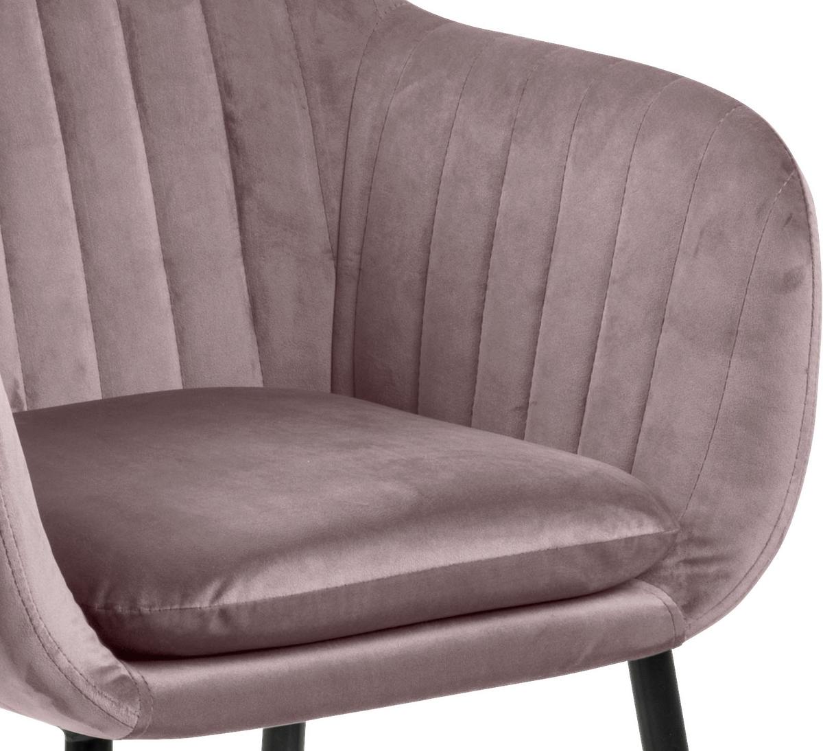 Židle s područkami EMILIA růžová - starorůžová/černá, Trend, kov/textil (57/83/59cm) - Ambia Home