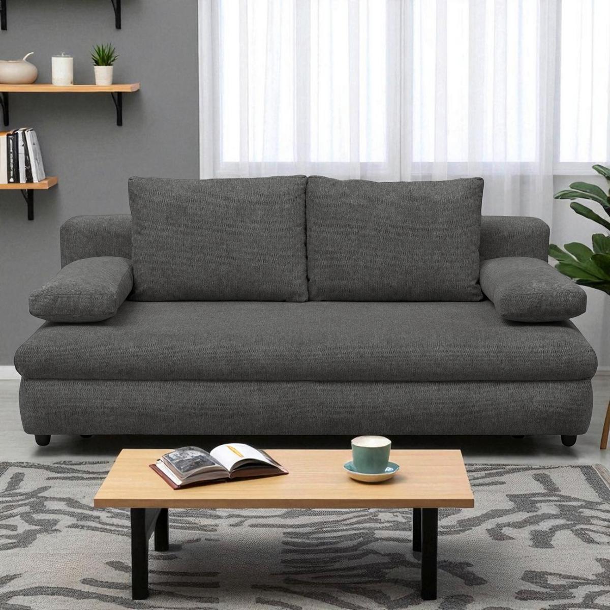 Schlafsofa Olso Dunkelgrau, Lf: 200x140 Cm - Dunkelgrau/Schwarz, Trend, Holz/Kunststoff (205/72/100cm)