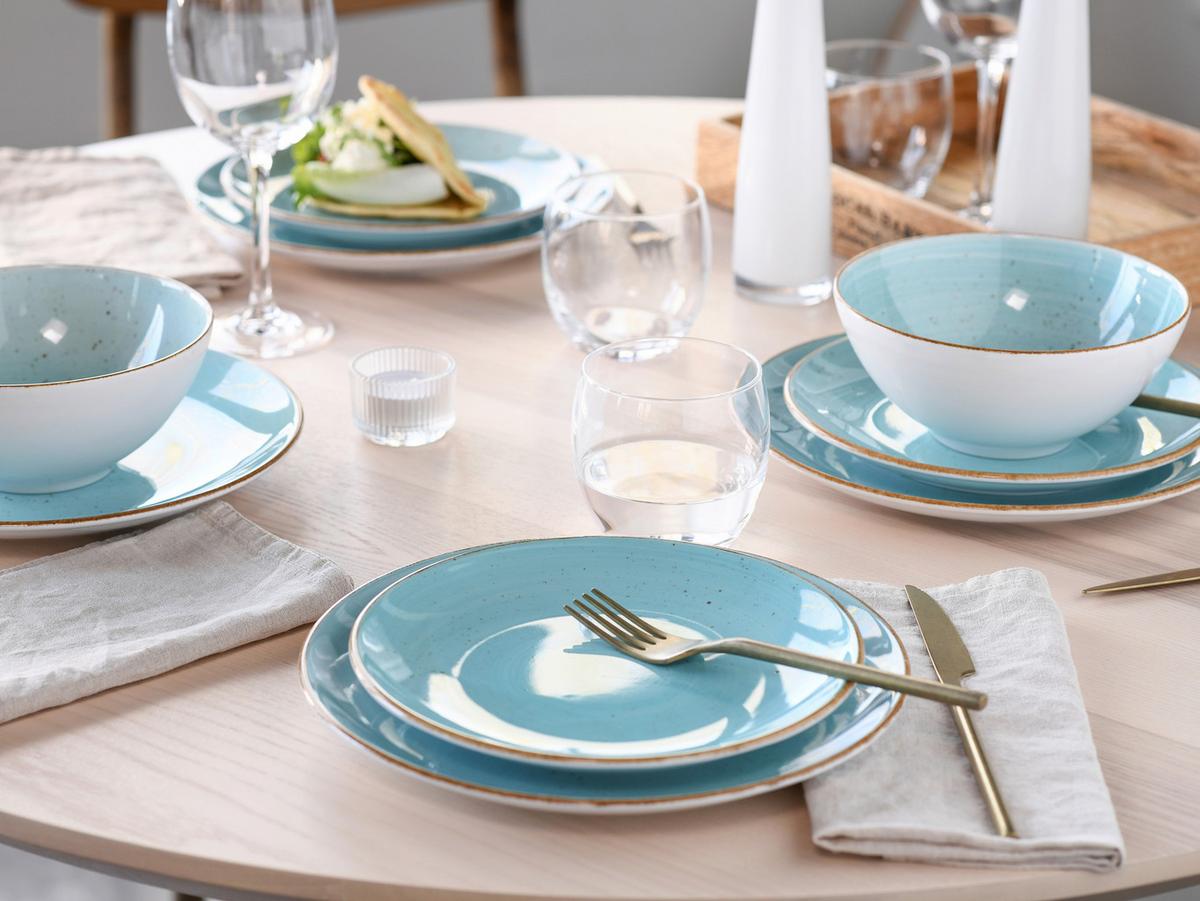 Tafelservice 24807 Vintage Nature Aqua - Weiß/Hellblau, Basics, Keramik - Creatable