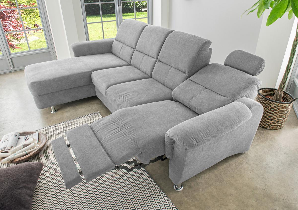 Ecksofa Parole Grau S: 165/292 Cm - Chromfarben/Grau, KONVENTIONELL, Textil (165/292cm) - Livetastic