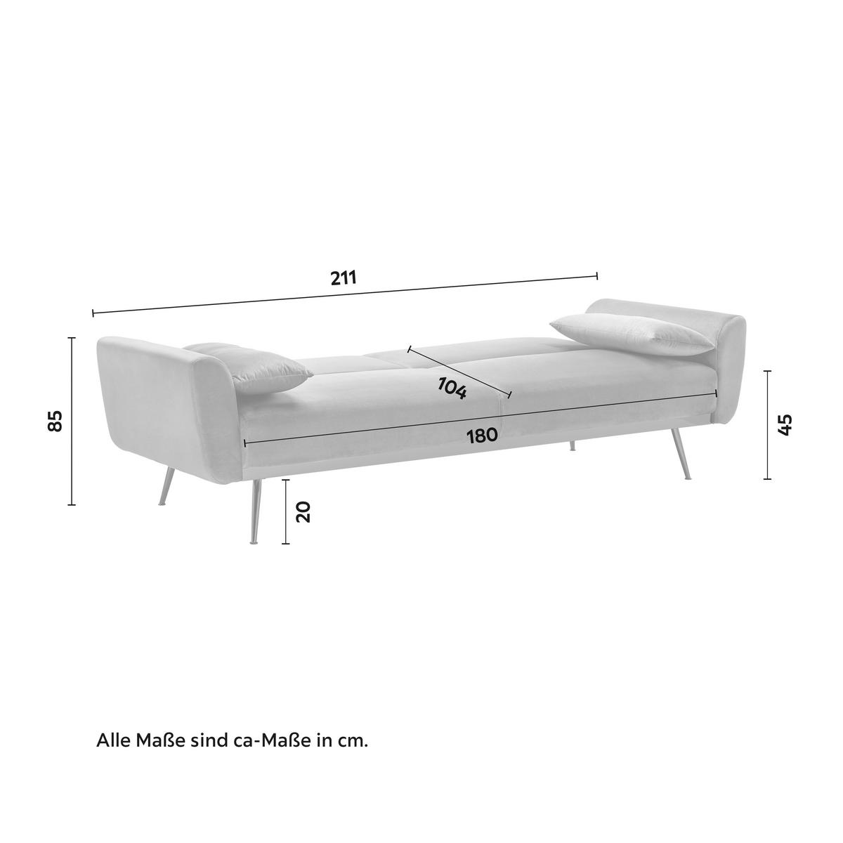 Rozkladacia pohovka s vankúšmi GUILIA, sivá - medená/sivá, Modern, kov/drevo (211/85/83cm) - Modern Living