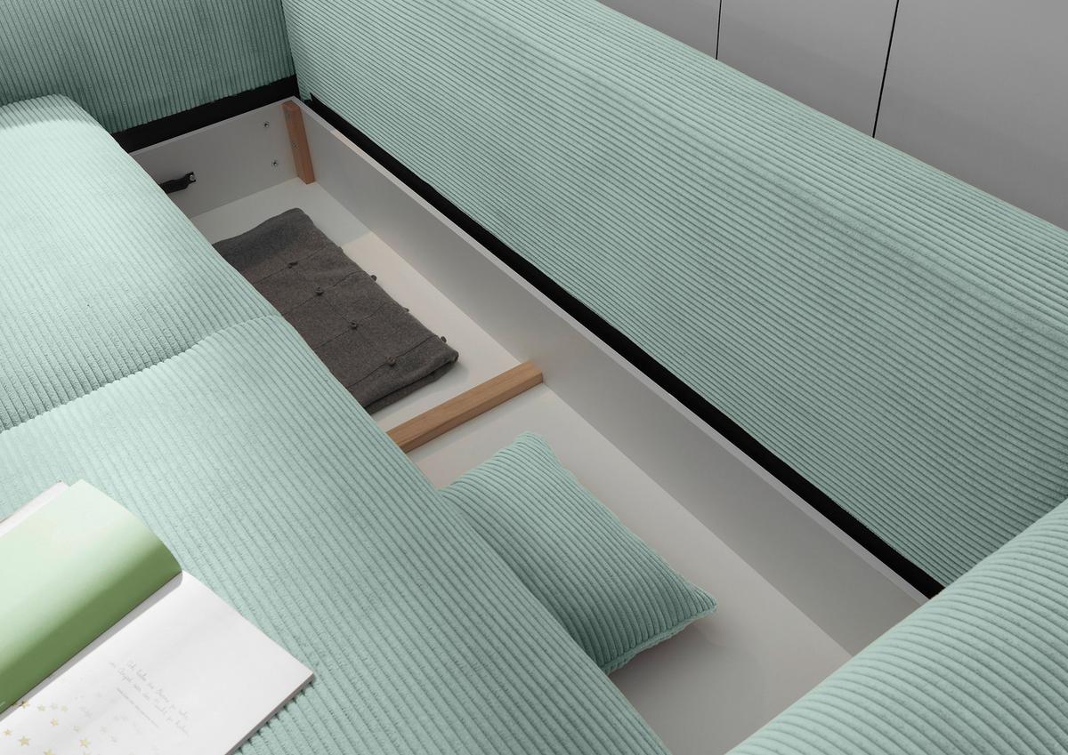 Schlafsofa Maureen, Salbeigrün B: 247 Cm - Salbeigrün/Schwarz, KONVENTIONELL, Textil (247/95/125cm) - MID.YOU