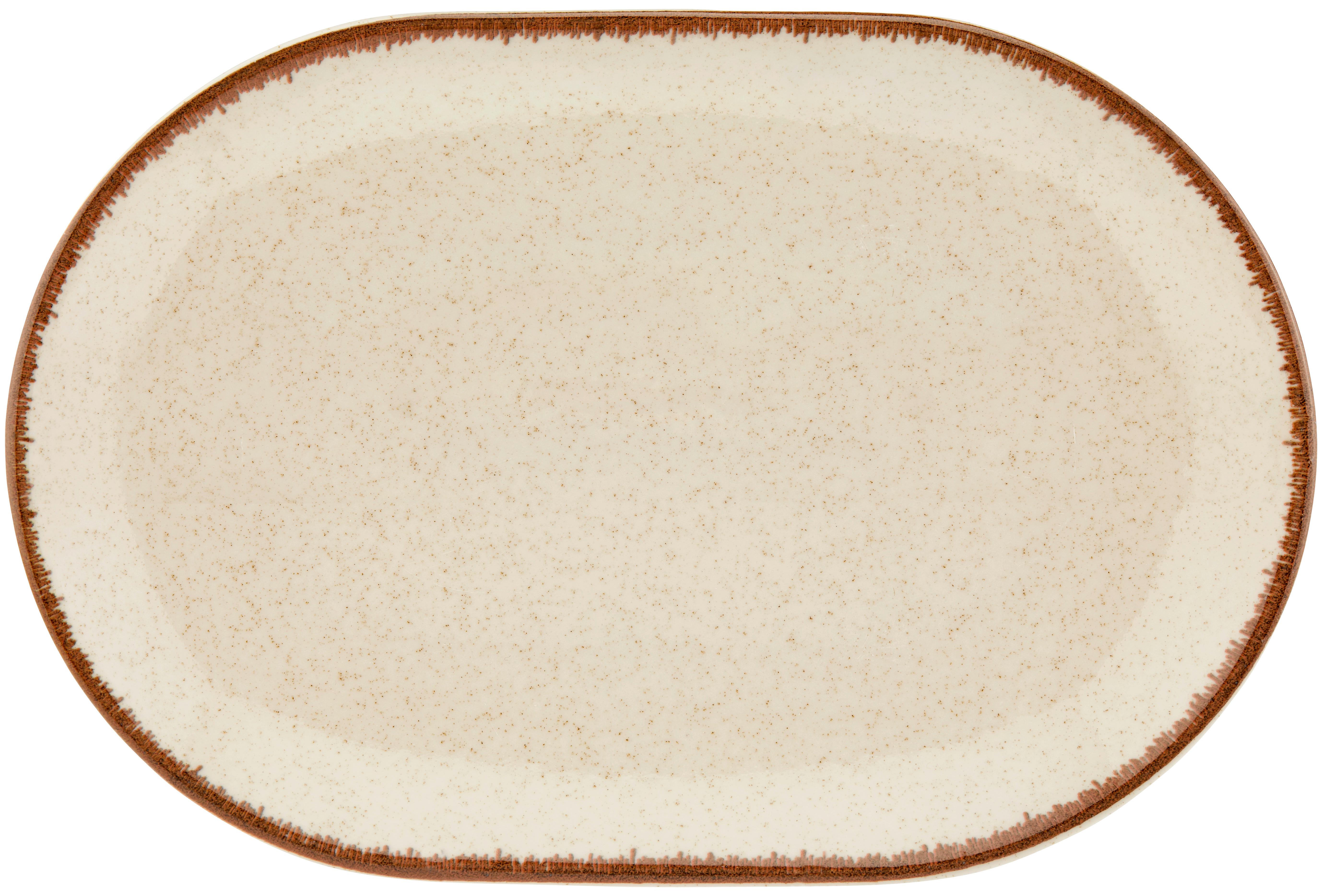 Servierplatte Porzellan Sonora 22x32 Cm Beige, Oval - Beige, MODERN, Keramik (22/32cm) - James Wood