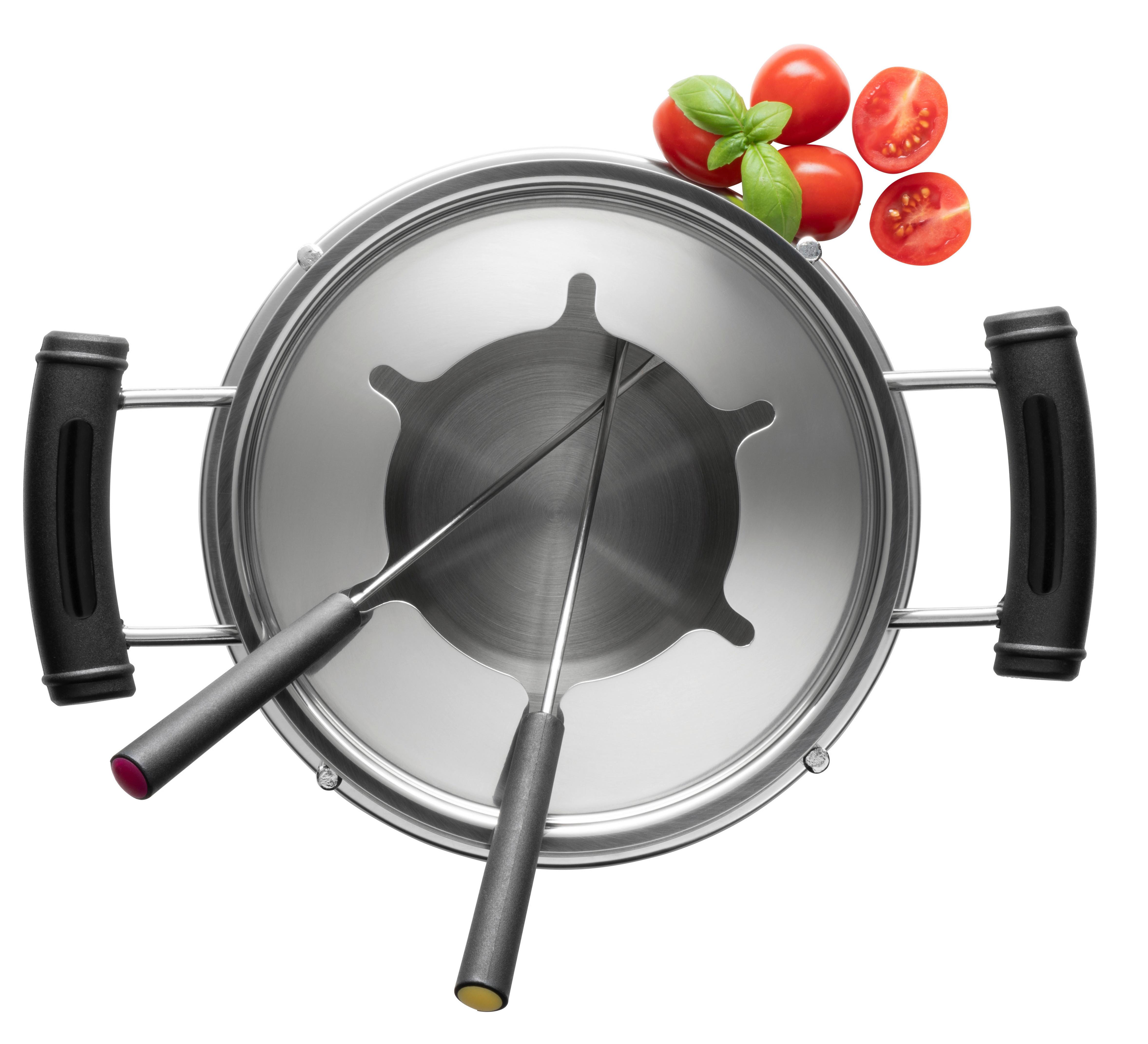 Fondue-Set 11-Teilig 6 Gabeln Edelstahl - Silberfarben, Trend, Metall - Mäser