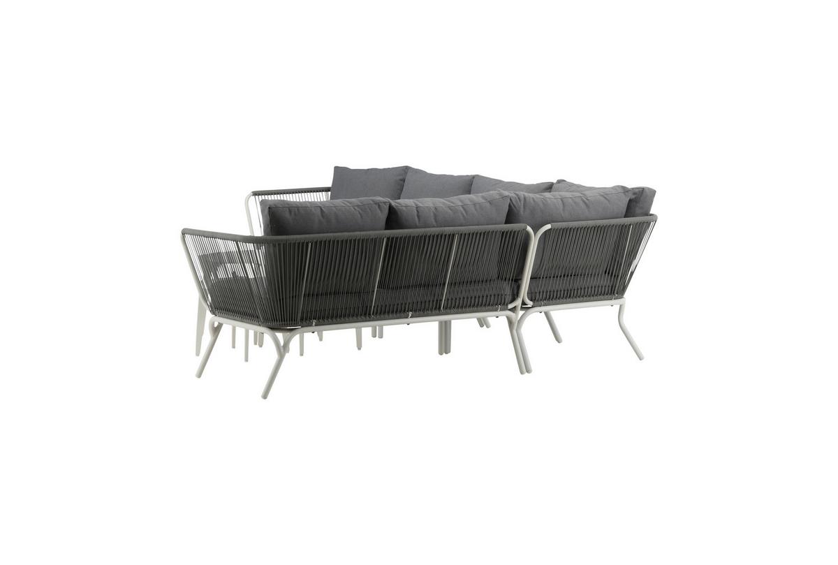 Loungegarnitur 4-tlg Roxo Metall/textil Mit Kissen - Weiß/Grau, KONVENTIONELL, Textil/Metall - Gardenson