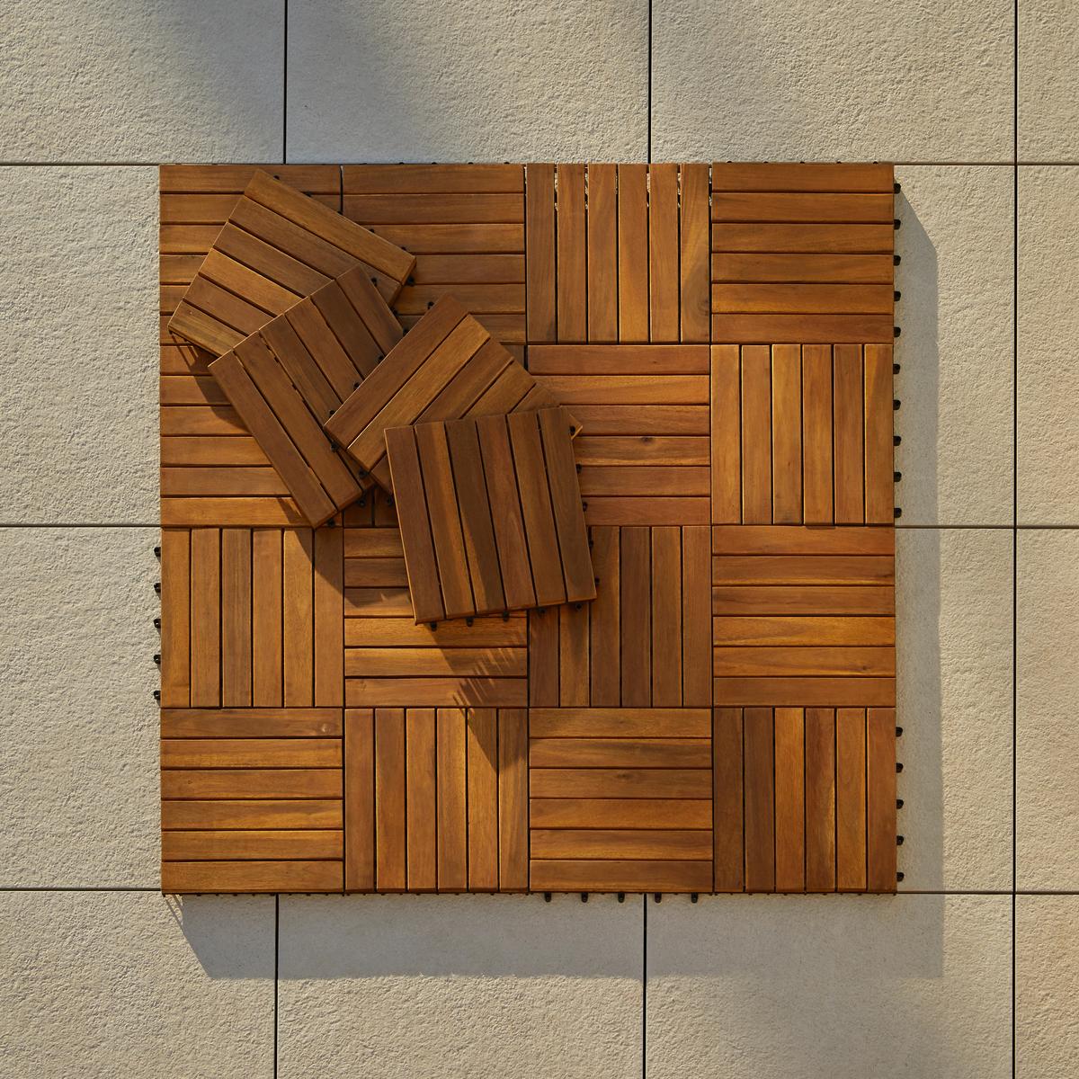 Terrassenfliese Rudi 10er Set Je ca. 30x30 cm Akazienholz - Akaziefarben, MODERN, Holz/Kunststoff (30/30cm) - Ondega