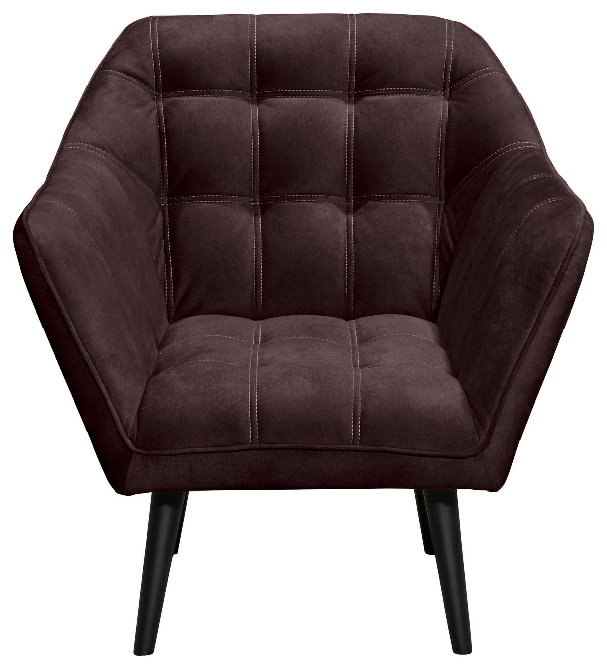 Polstersessel Mit Armlehnen Max Stoffbezug Aubergine - Aubergine/Schwarz, MODERN, Holzwerkstoff/Textil (84/87/70cm) - MID.YOU