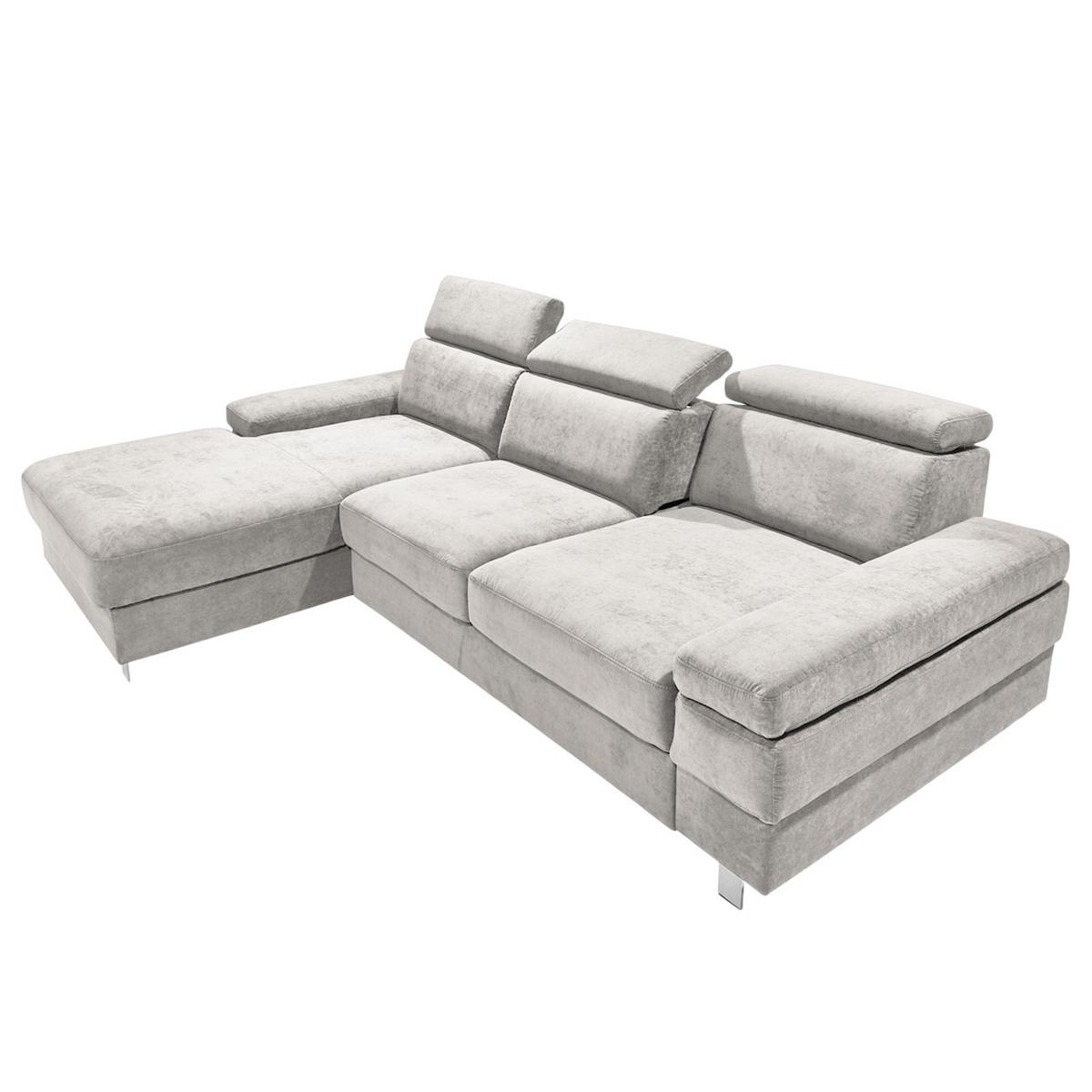 Ecksofa Elvis Silberfarben S: 182x259 Cm - Silberfarben, KONVENTIONELL, Textil (182/259cm) - Trendmanufaktur
