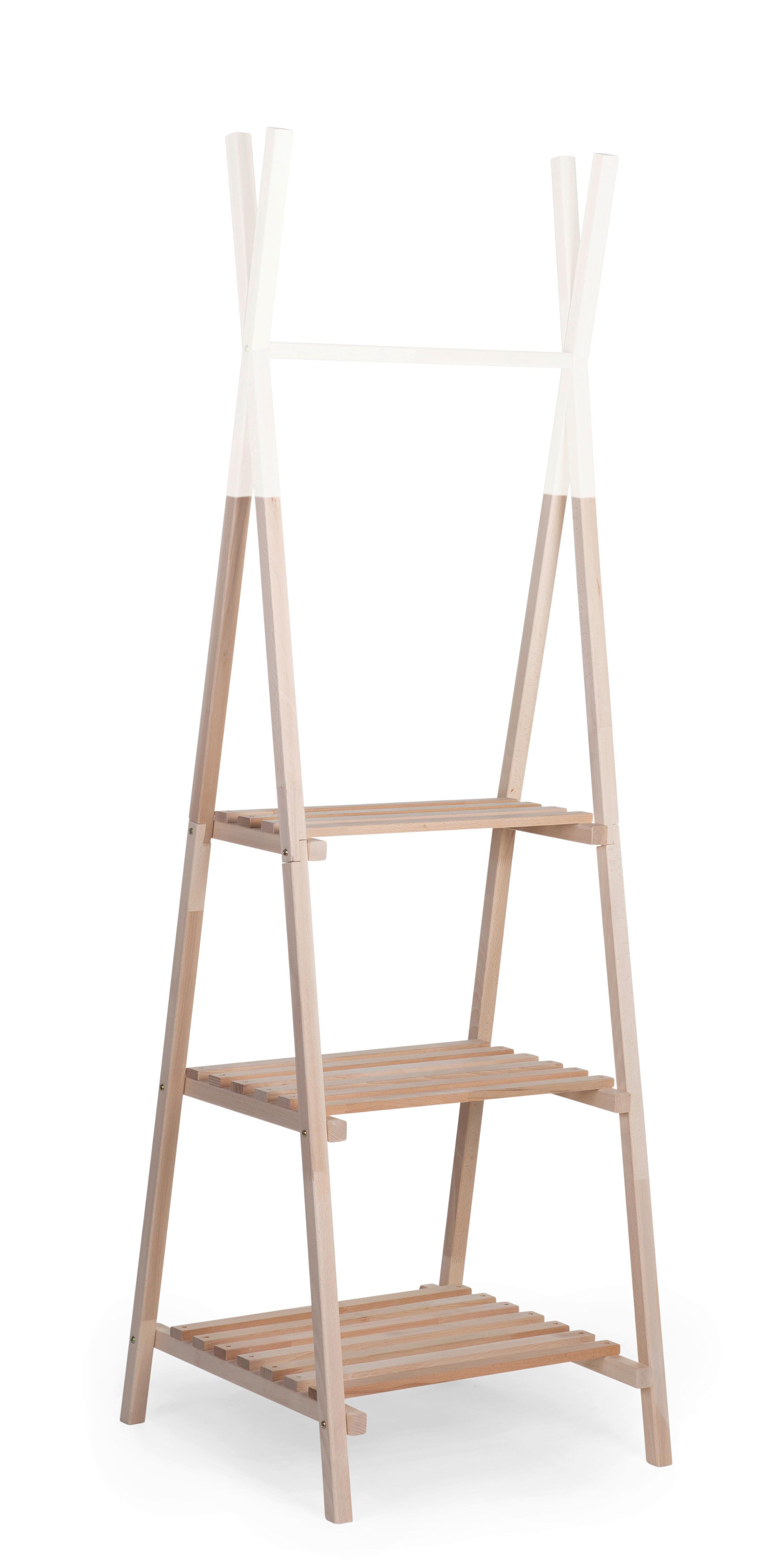 Kindergarderobe, Tipi Buche Massiv, B: 60 cm - Wengefarben/Weiß, Basics, Holz (60/197/60cm) - Childhome