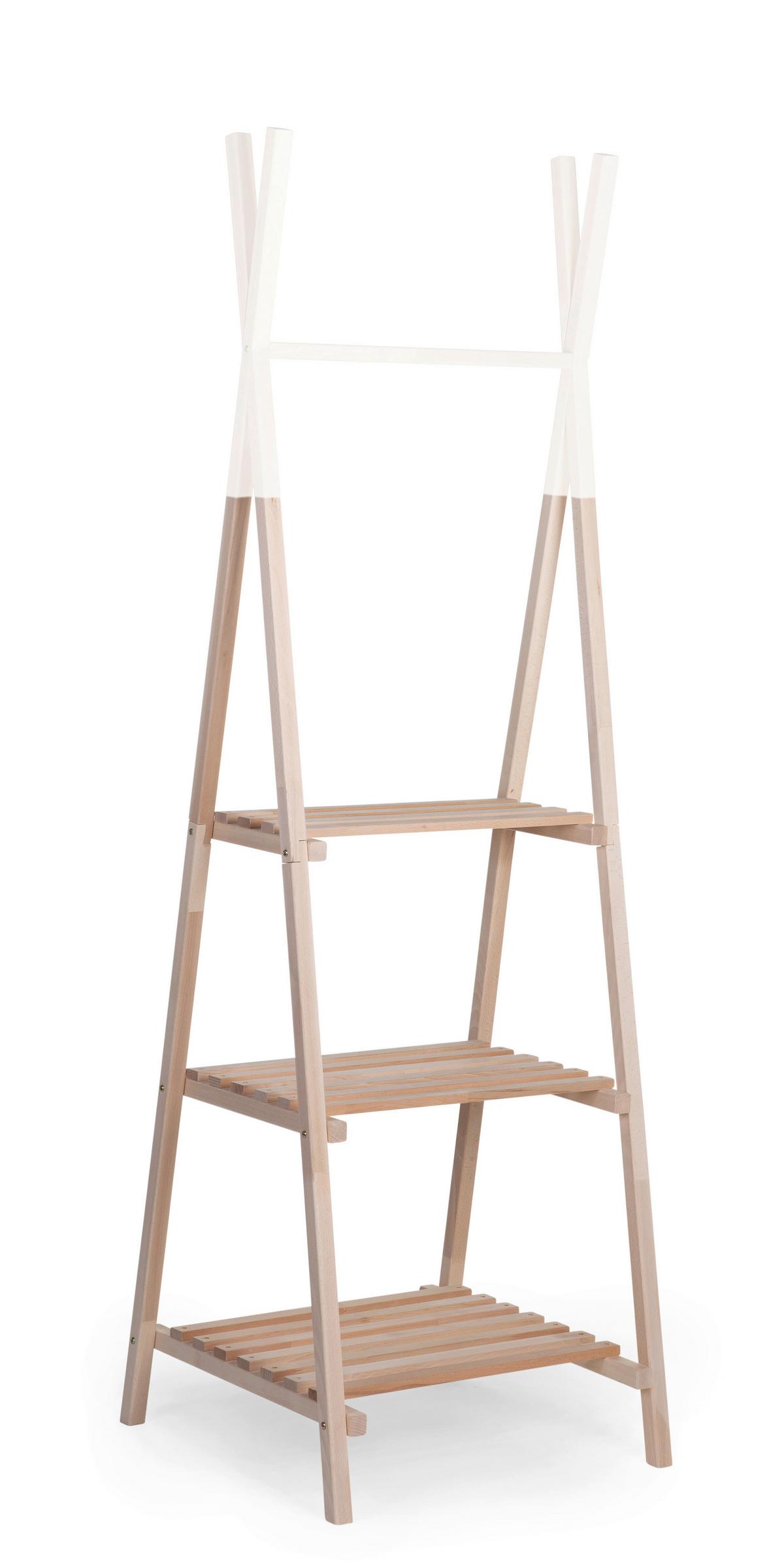 Kindergarderobe, Tipi Buche Massiv, B: 60 Cm - Wengefarben/Weiß, Basics, Holz (60/197/60cm) - Childhome