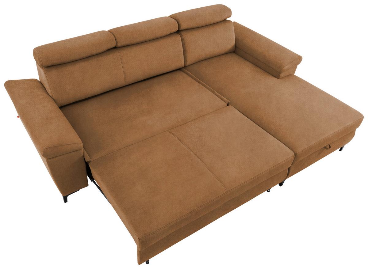 Eckschlafsofa Santi Bernsteinfarben S: 176/2578 cm - Bernsteinfarben/Schwarz, MODERN, Textil (258/176cm) - MID.YOU