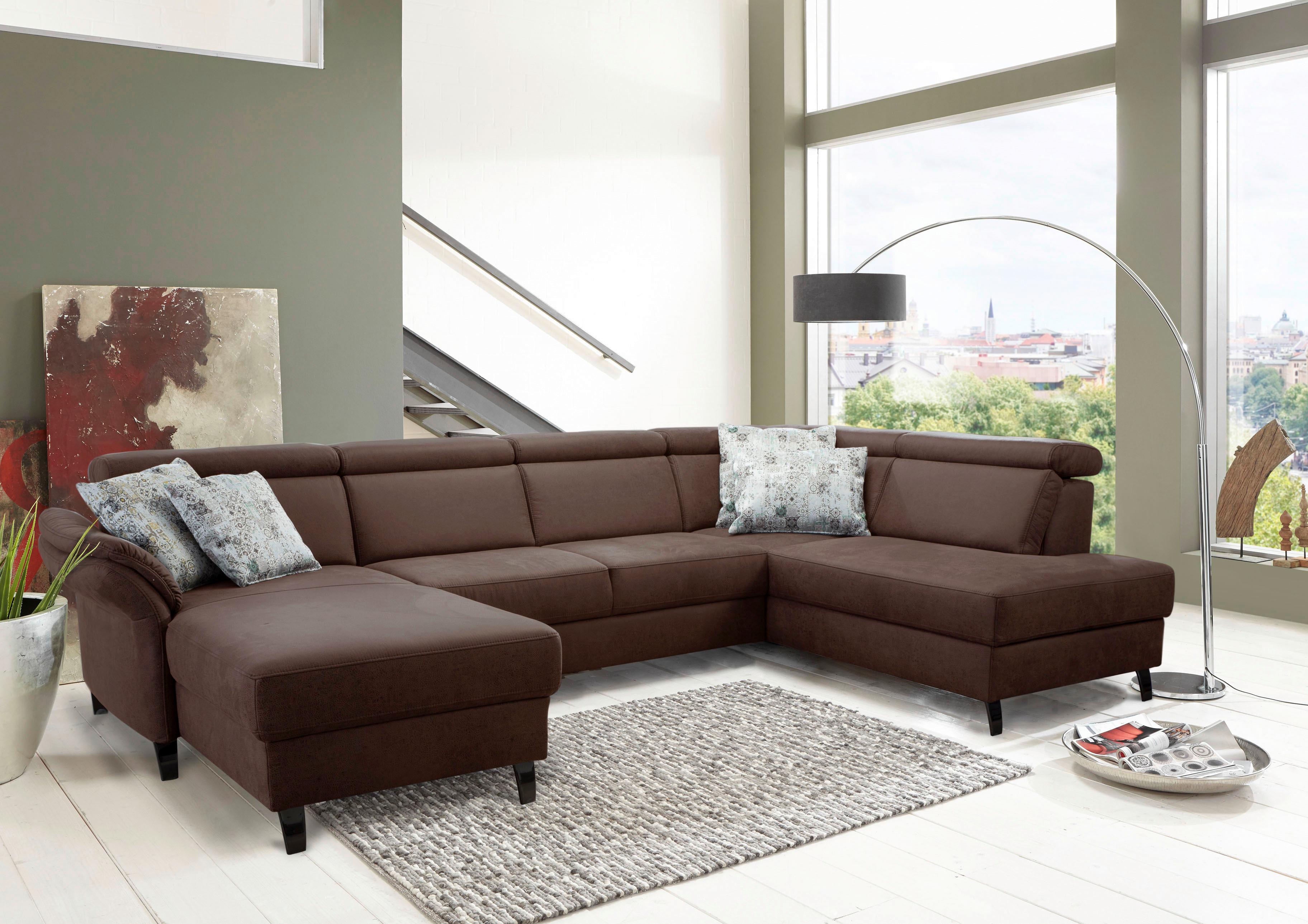 Wohnlandschaft Arngast rechts cognac, 165x317x193 cm - Cognac/Schwarz, KONVENTIONELL, Textil (165/317/193cm) - Sit & More