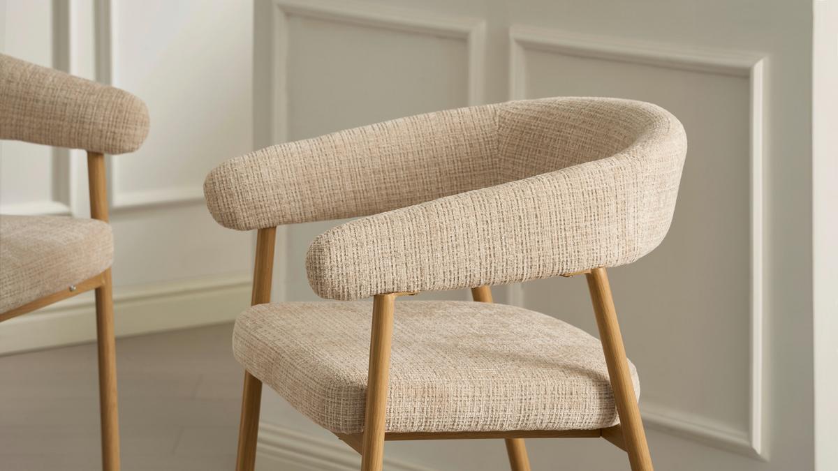 Barhocker Flora Beige/Eichefarben B: 53 cm - Eichefarben/Beige, MODERN, Holz/Textil (53/93/55cm) - Livetastic