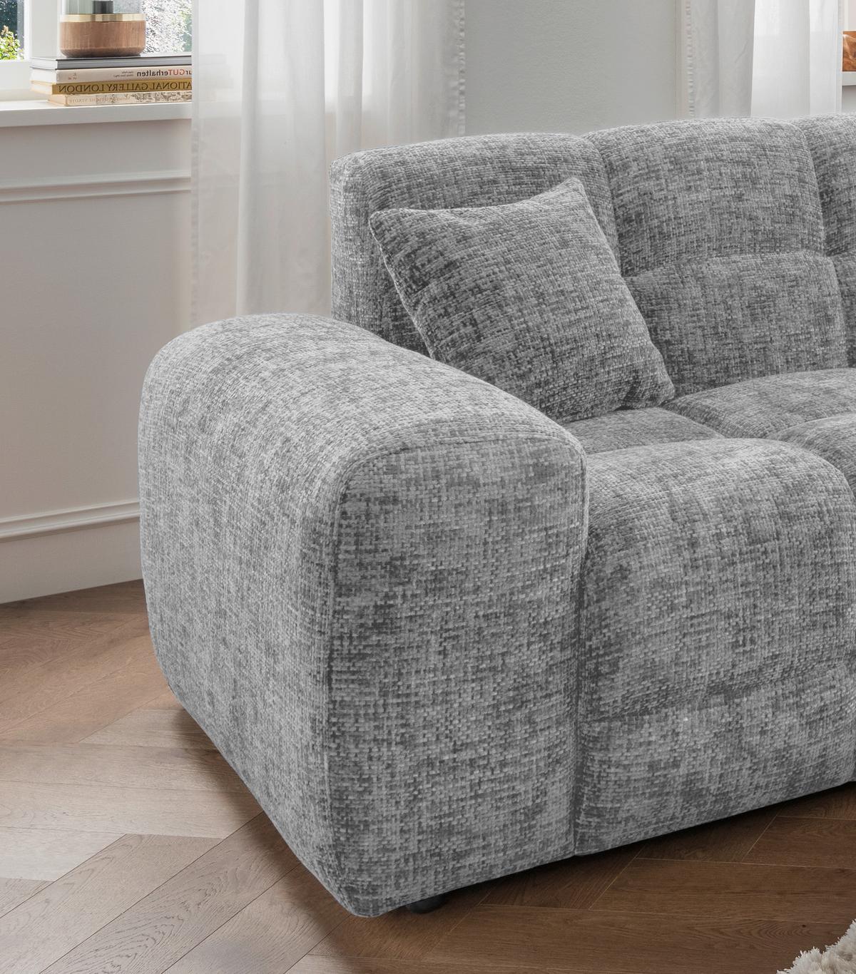 Ecksofa Bosco Silberfarben S: 301x152 cm - Silberfarben/Schwarz, MODERN, Textil (301/152cm) - Livetastic