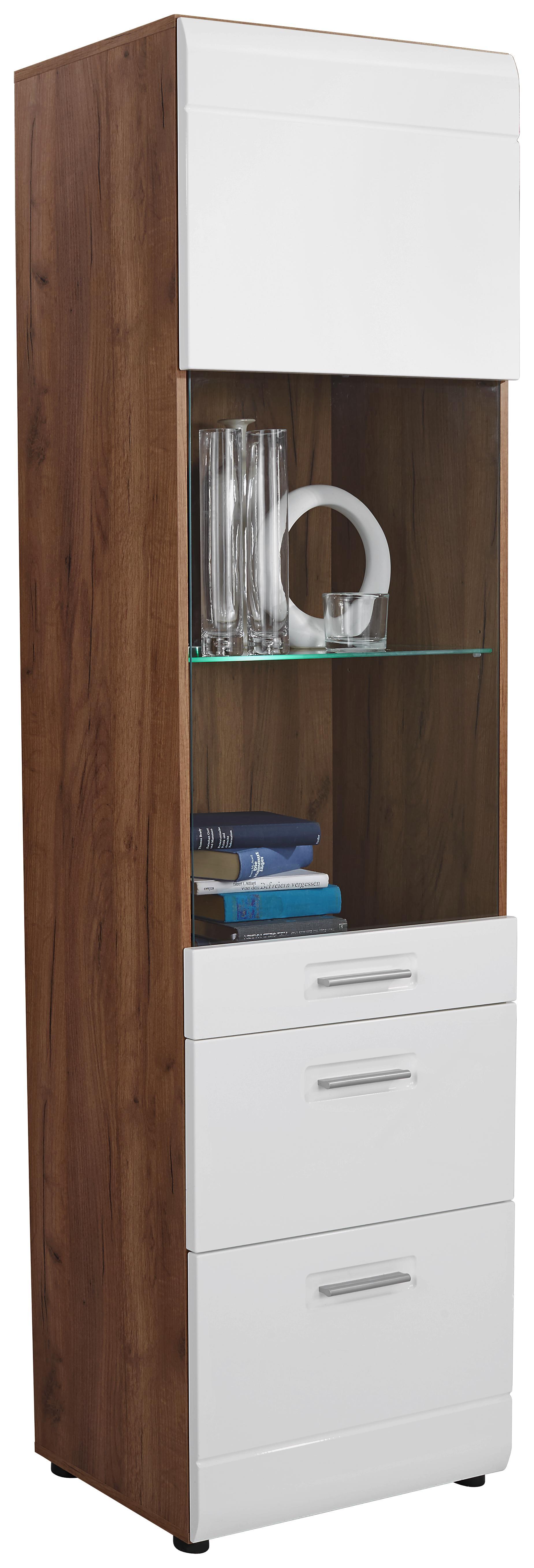 Vitrine Avensis New - Eichefarben/Schwarz, KONVENTIONELL, Glas/Holzwerkstoff (60/205,7/37,1cm) - Luca Bessoni