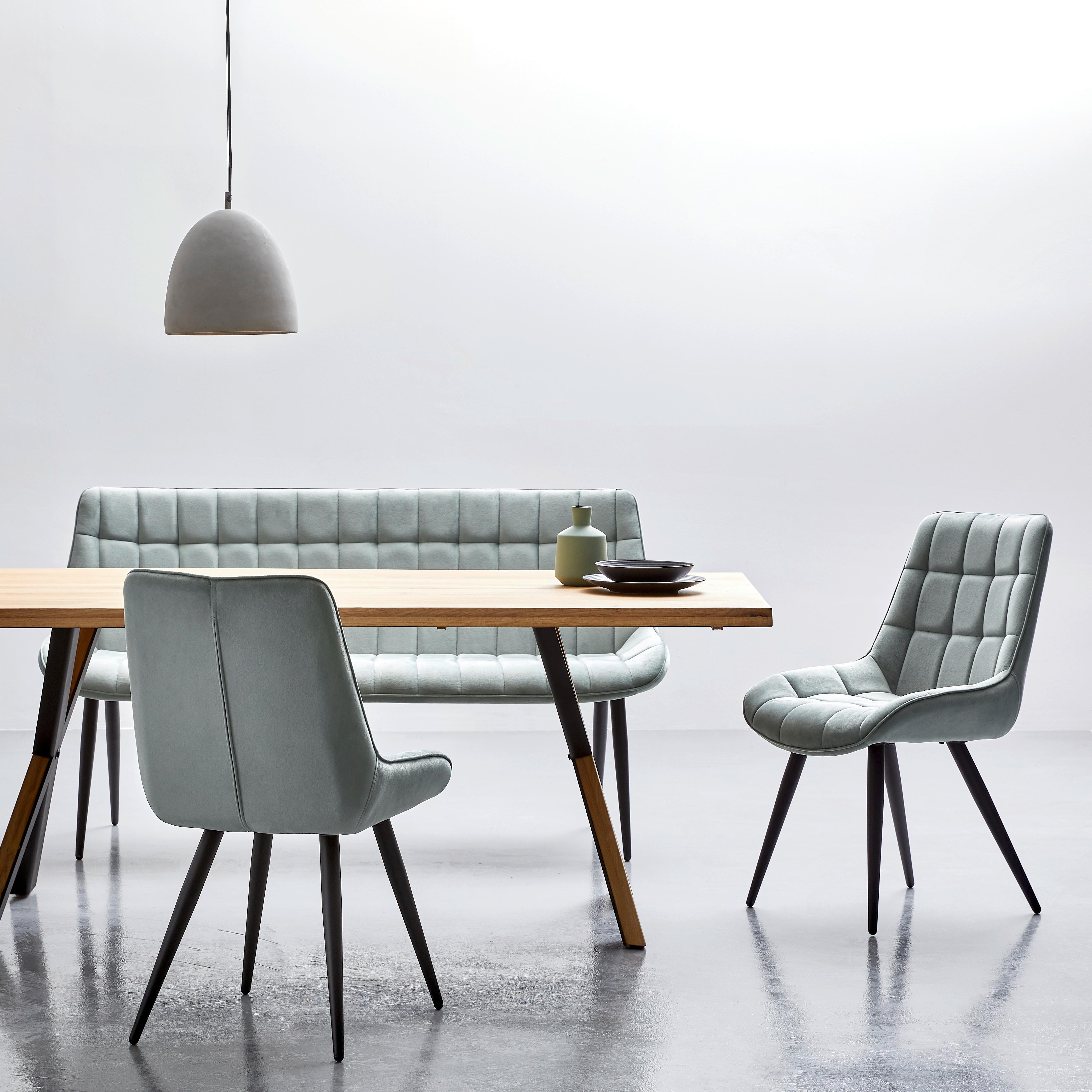 Schalenstuhl Marion Grau Samt Gepolstert - Schwarz/Grau, MODERN, Textil/Metall (53,5/90/62cm) - MID.YOU