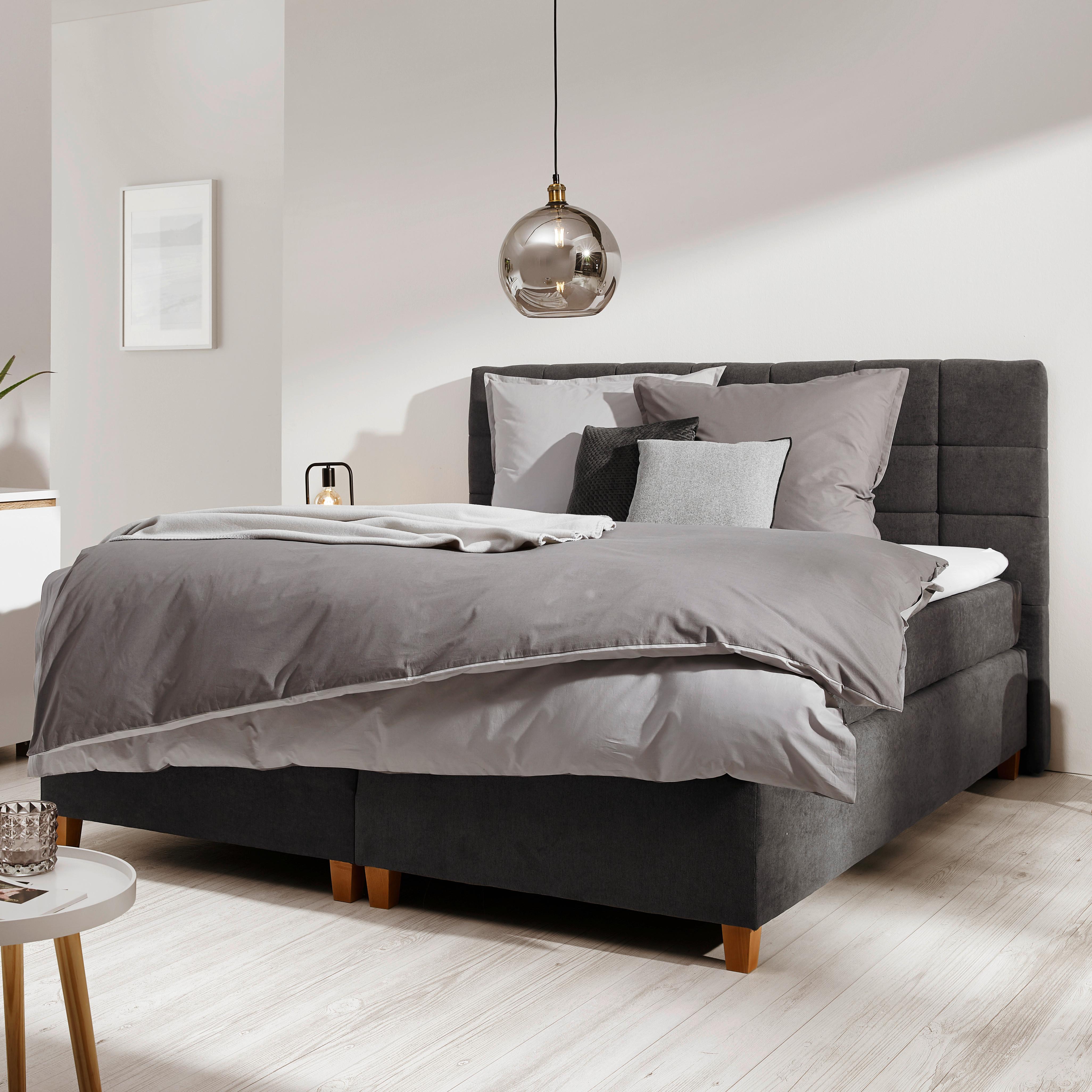 Postel Boxspring JERRY, 180x200 cm, tmavě šedá - tmavě šedá/barvy olše, Moderní, dřevo/kompozitní dřevo (180/200cm) - Bessagi Home