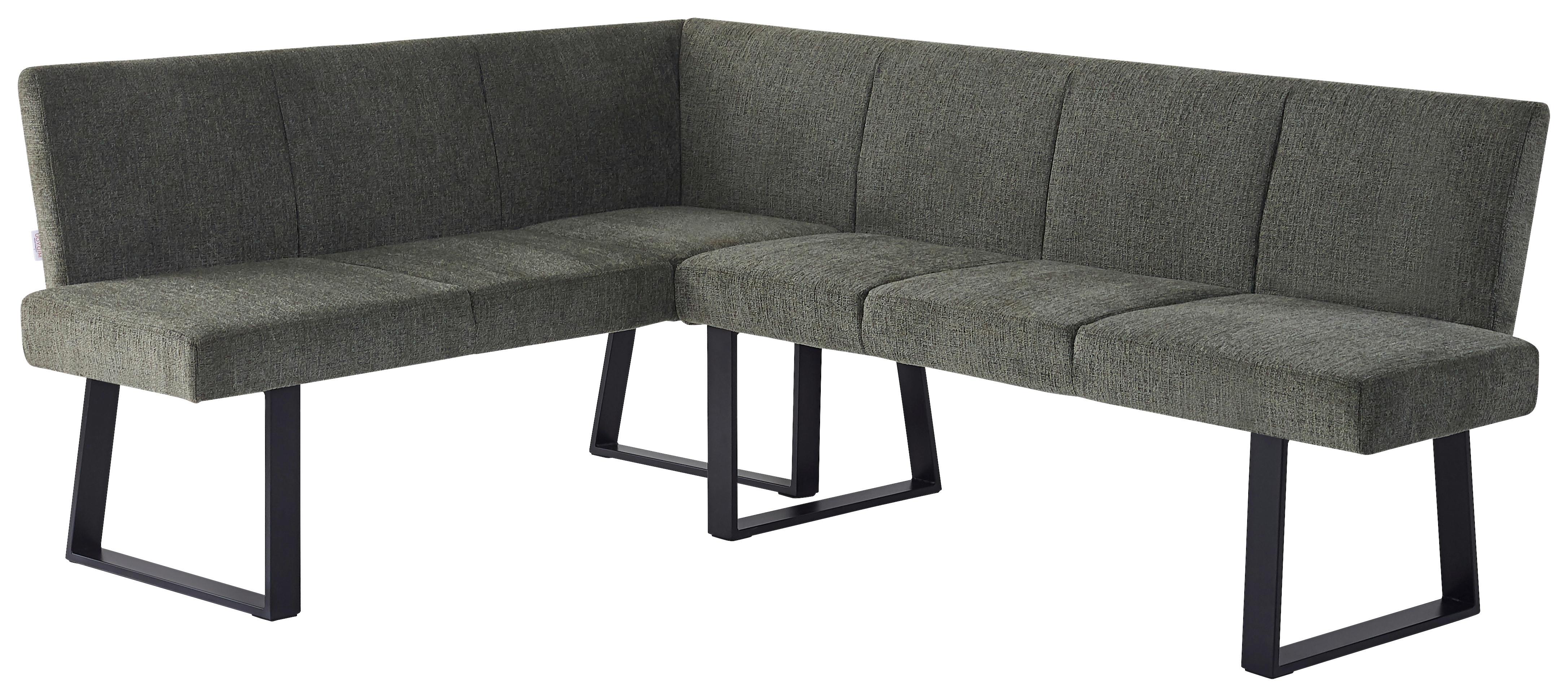 Eckbank Grün/Metallbeine Terri 150x190 cm - Schwarz/Grün, MODERN, Textil/Metall (150/190cm) - MID.YOU