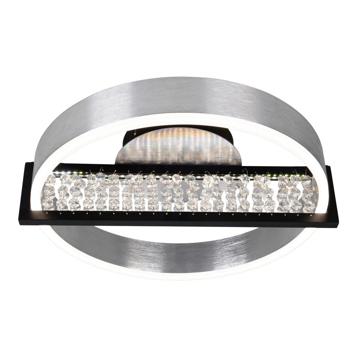 LED-Deckenleuchte inkl. Fernbedienung - Chromfarben/Schwarz, Design, Metall (53,2/50/13,7cm) - Näve