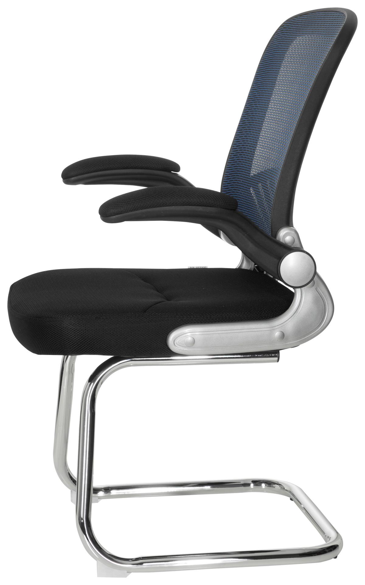 Besucherstuhl mit Armstützen Blau/Schwarz Bis 120 Kg - Chromfarben/Blau, MODERN, Textil/Metall (64/103/64cm) - MID.YOU