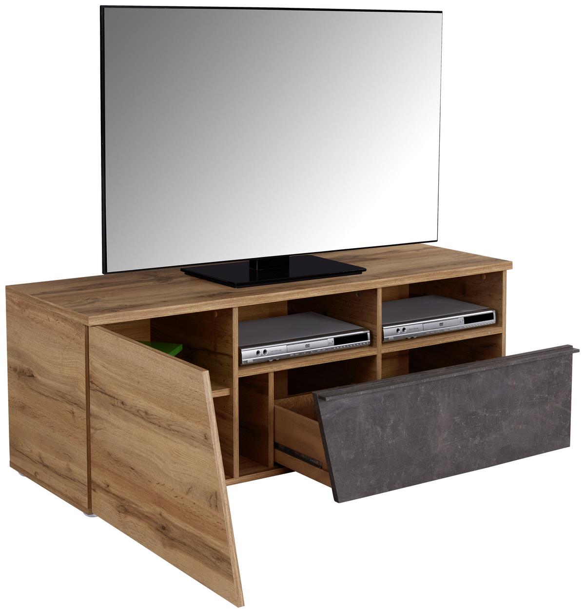Tv-lowboard Venedig B: 140 Cm Dunnkelgrau Eiche Dekor - Eichefarben/Dunkelgrau, MODERN, Holzwerkstoff (140/47/40cm)