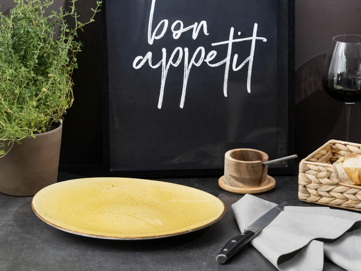 Steaktellerset Keramik, Gelb - Currygelb, Basics, Keramik - Creatable