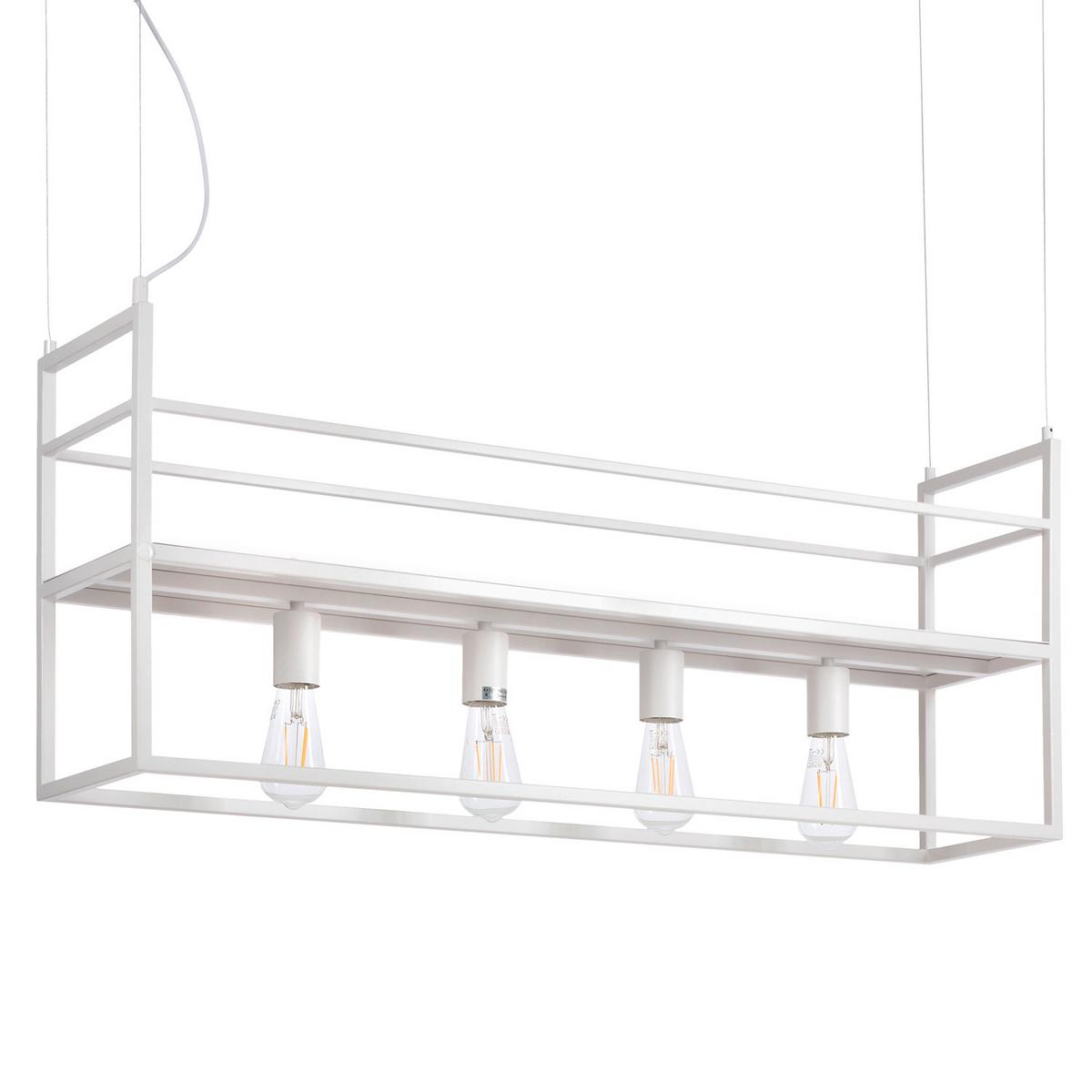 Hängeleuchte Jeffer Weiß Hg L: 100 cm - Weiß Hochglanz, Basics, Metall (100/20/160cm)