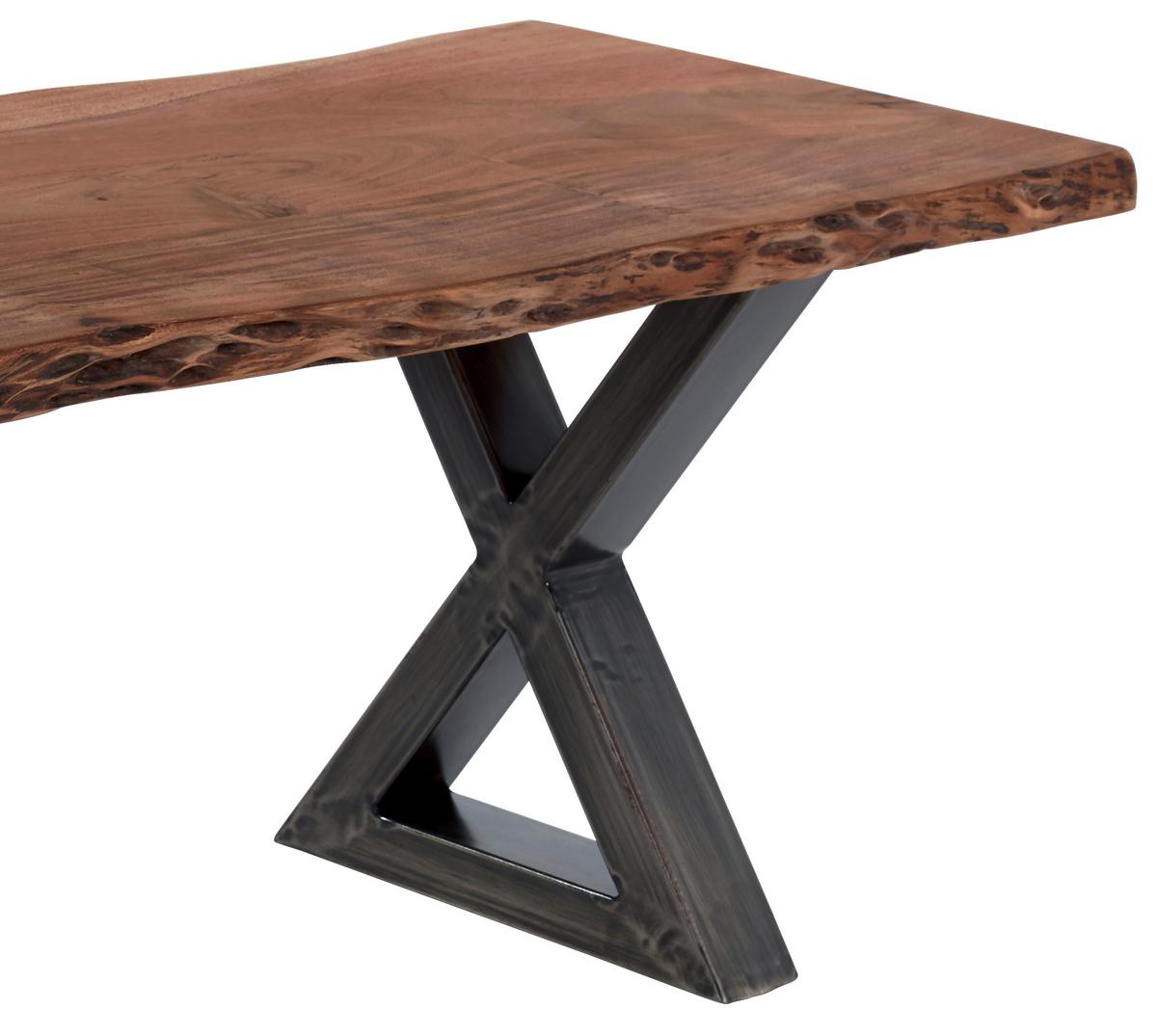 Sitzbank Holz Massiv Akazie / Schwarz Calabria B: 180 Cm - Akaziefarben, MODERN, Holz (180/47/40cm)