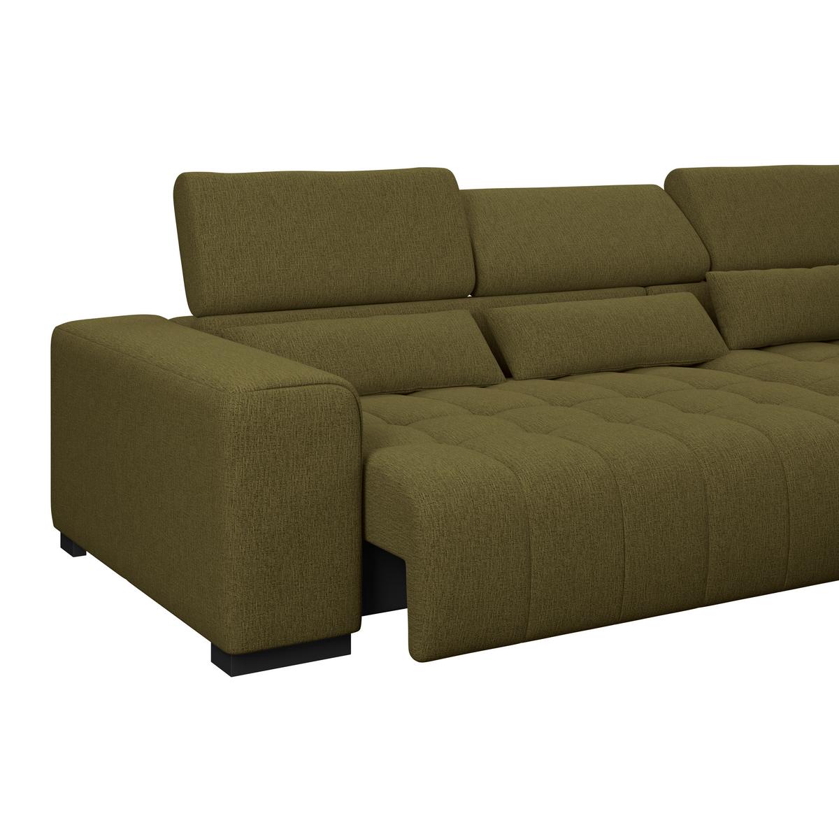 Ecksofa Matera Olivgrün S: 311x226cm - Schwarz/Olivgrün, Trend, Textil (311/226cm)