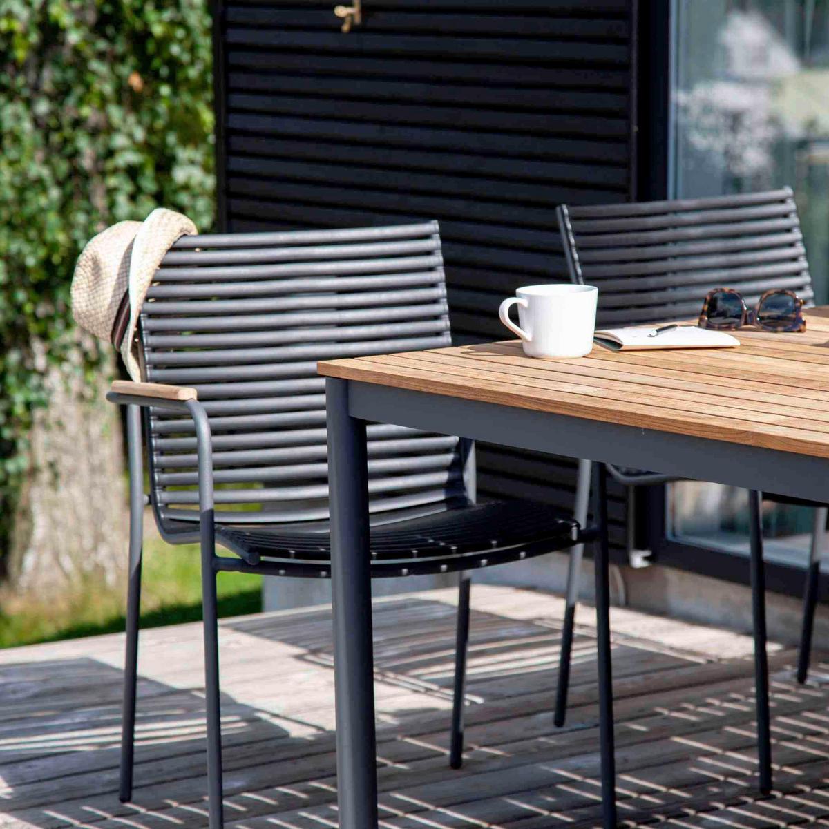 Gartenmöbel Set 5--Teilig. Mood Teakholz/Kunststoff - Anthrazit/Schwarz, Natur, Holz/Kunststoff (60/84/56cm) - Gardenson