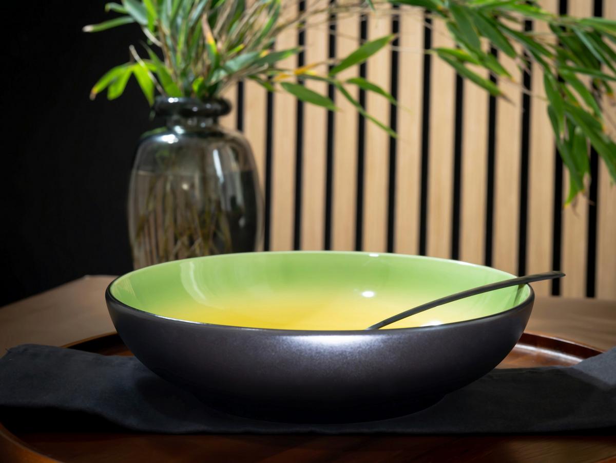 SADA HLBOKÝCH TANIEROV 24922 HOT GREEN SUPPENTELLER - čierna/zelená, Trend, keramika (22/5cm) - Creatable