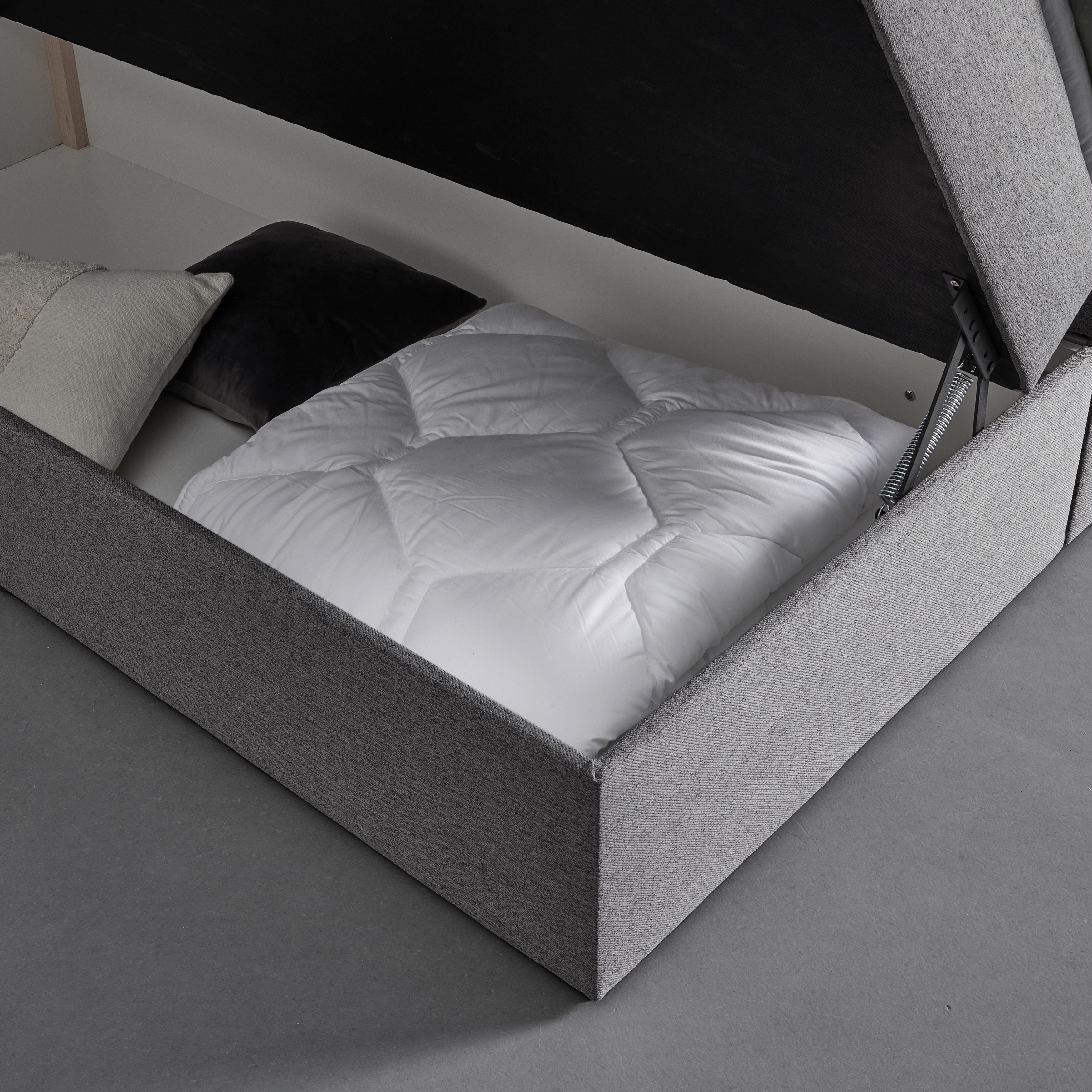 Posteľ Boxspring Nicole 180 - čierna/sivá, Moderný, kompozitné drevo/textil (186/120/203cm)