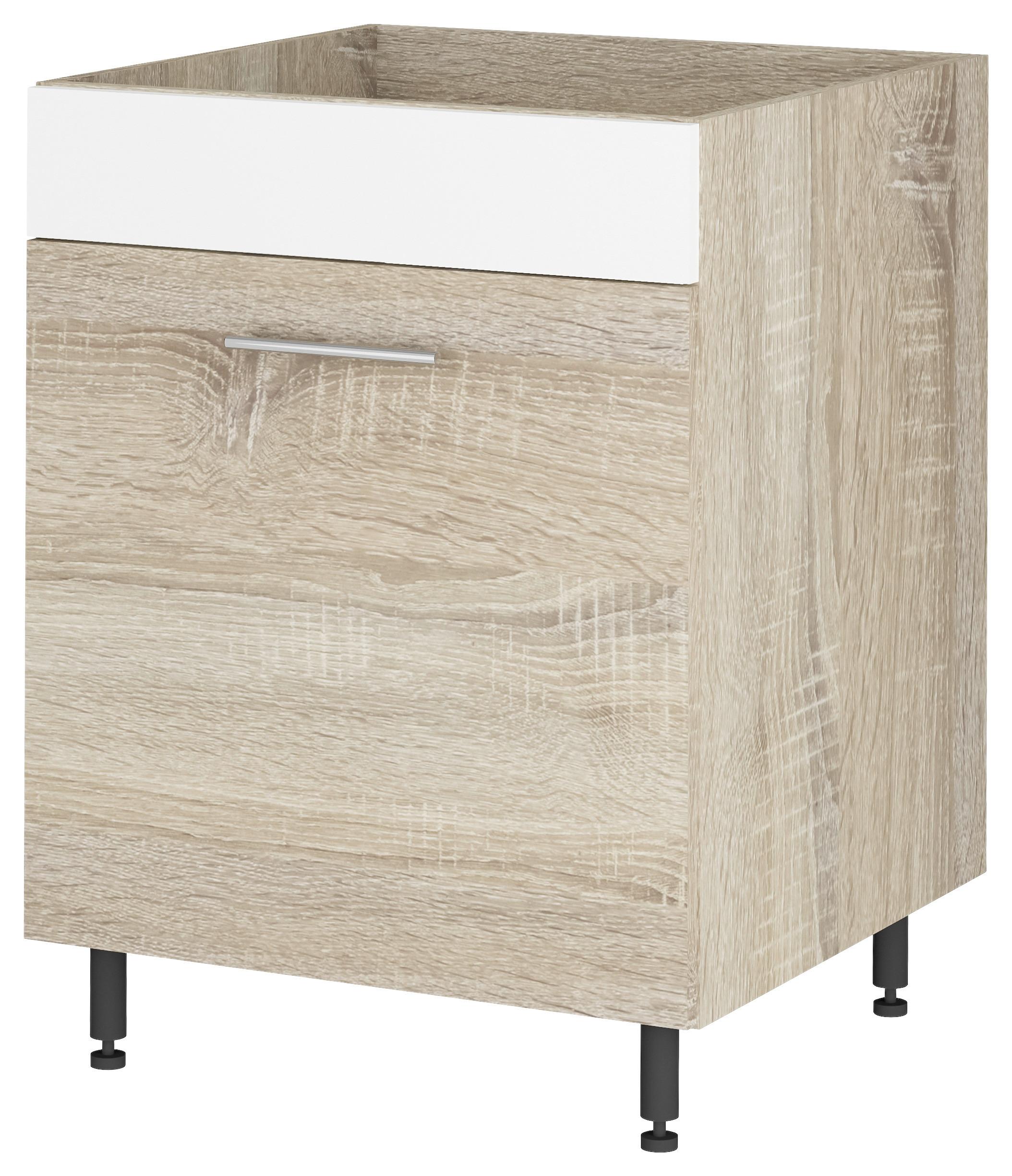 Mosogató Alsószekrény Corina - Sonoma tölgy/fehér, Modern, műanyag/faalapú anyag (60/82,4/58cm)