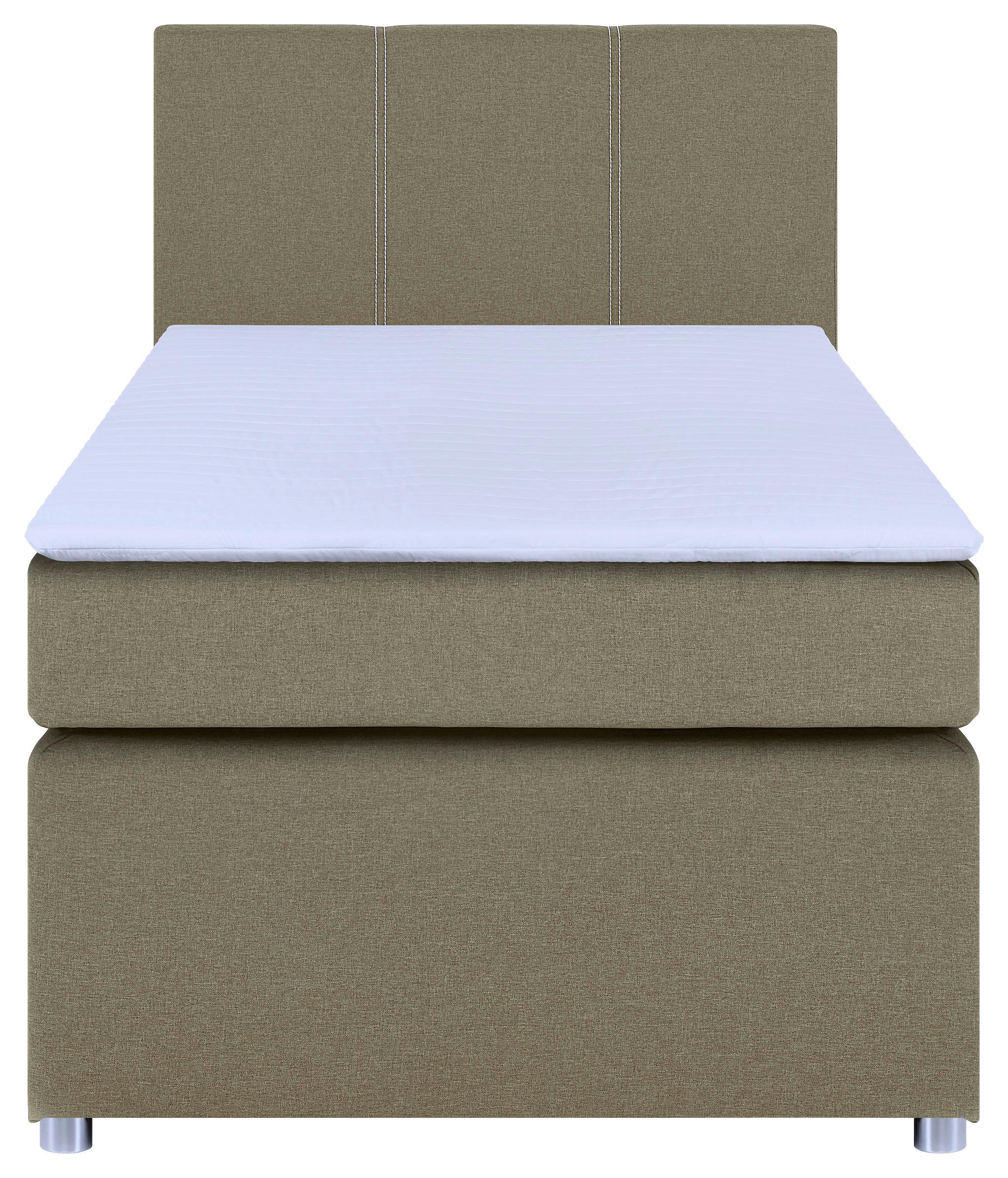Boxspringbett Malta Mit Topper Beige, 90x200 Cm - Chromfarben/Beige, Basics, Holzwerkstoff/Textil (90/200cm) - P & B