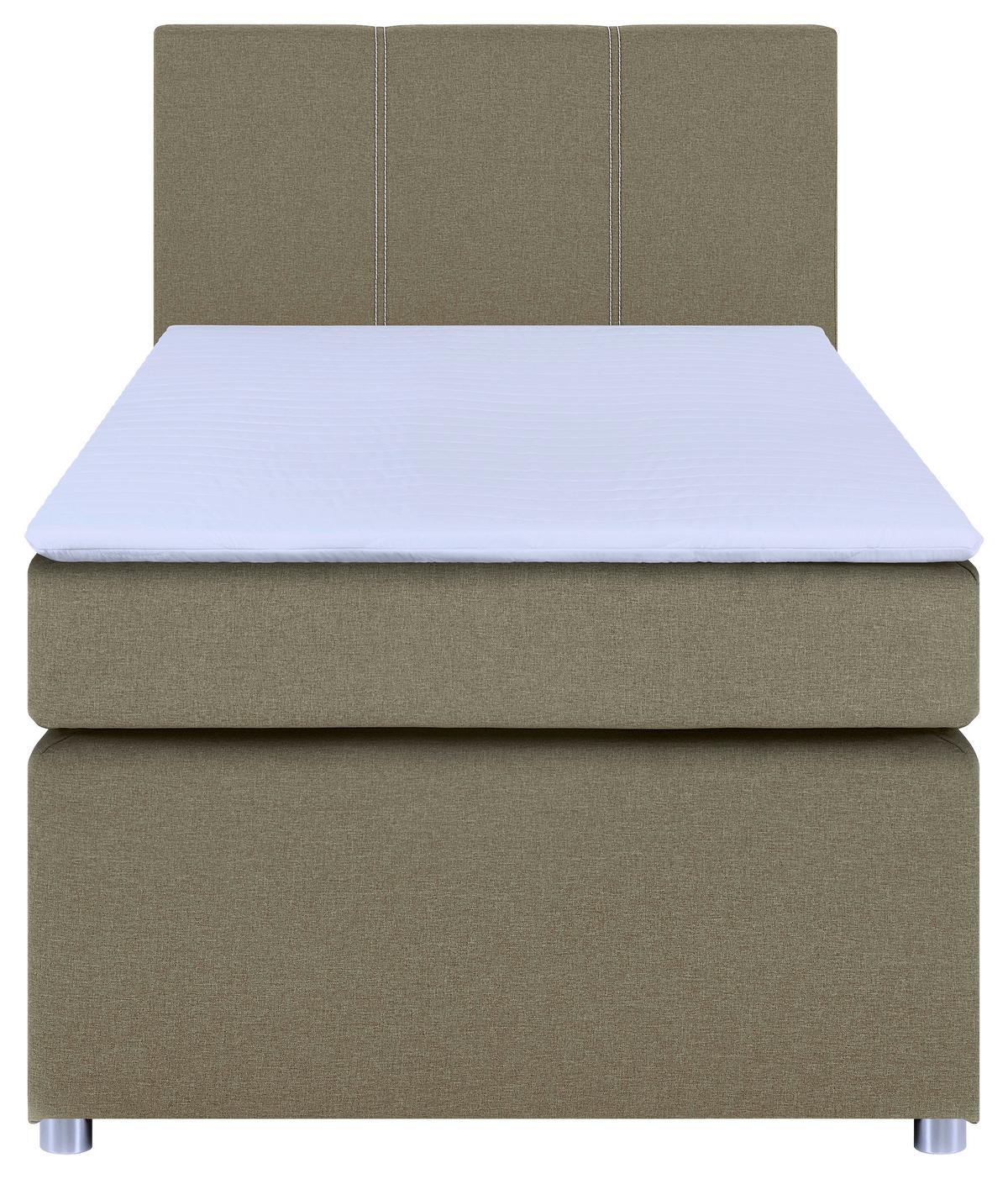 Boxspringbett Malta Mit Topper Beige, 90x200 Cm - Chromfarben/Beige, Basics, Holzwerkstoff/Textil (90/200cm) - P & B
