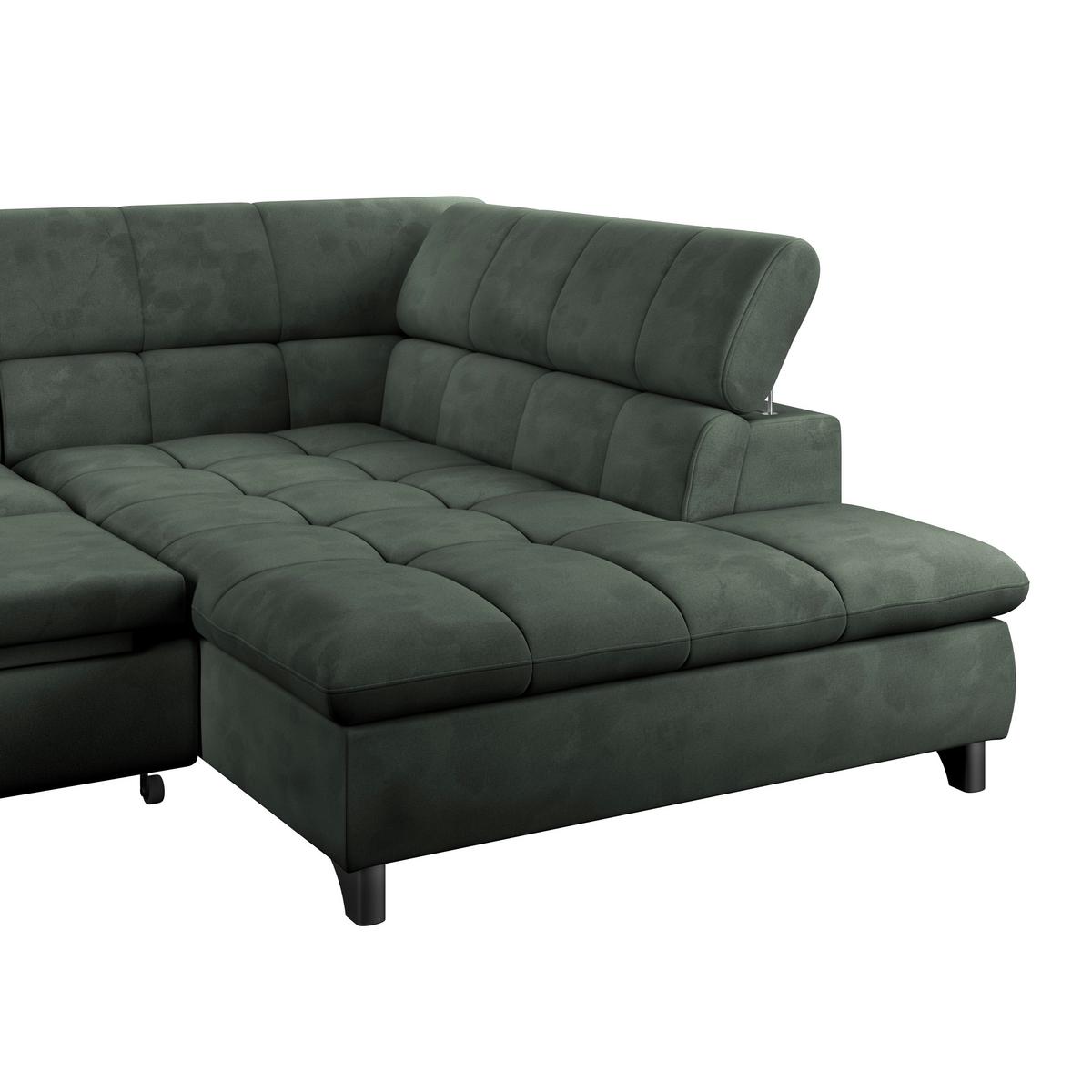 Ecksofa Gemini Grün, B: 312cm - Chromfarben/Grün, KONVENTIONELL, Textil (312/234cm)